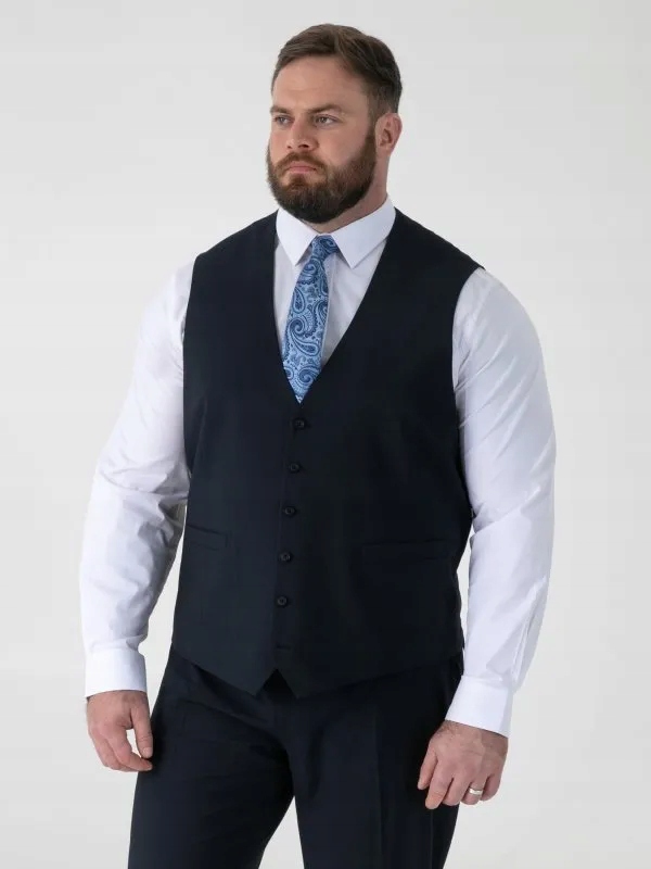Tmavě modrá vesta TED-D555 pro oblek ve velkých velikostech