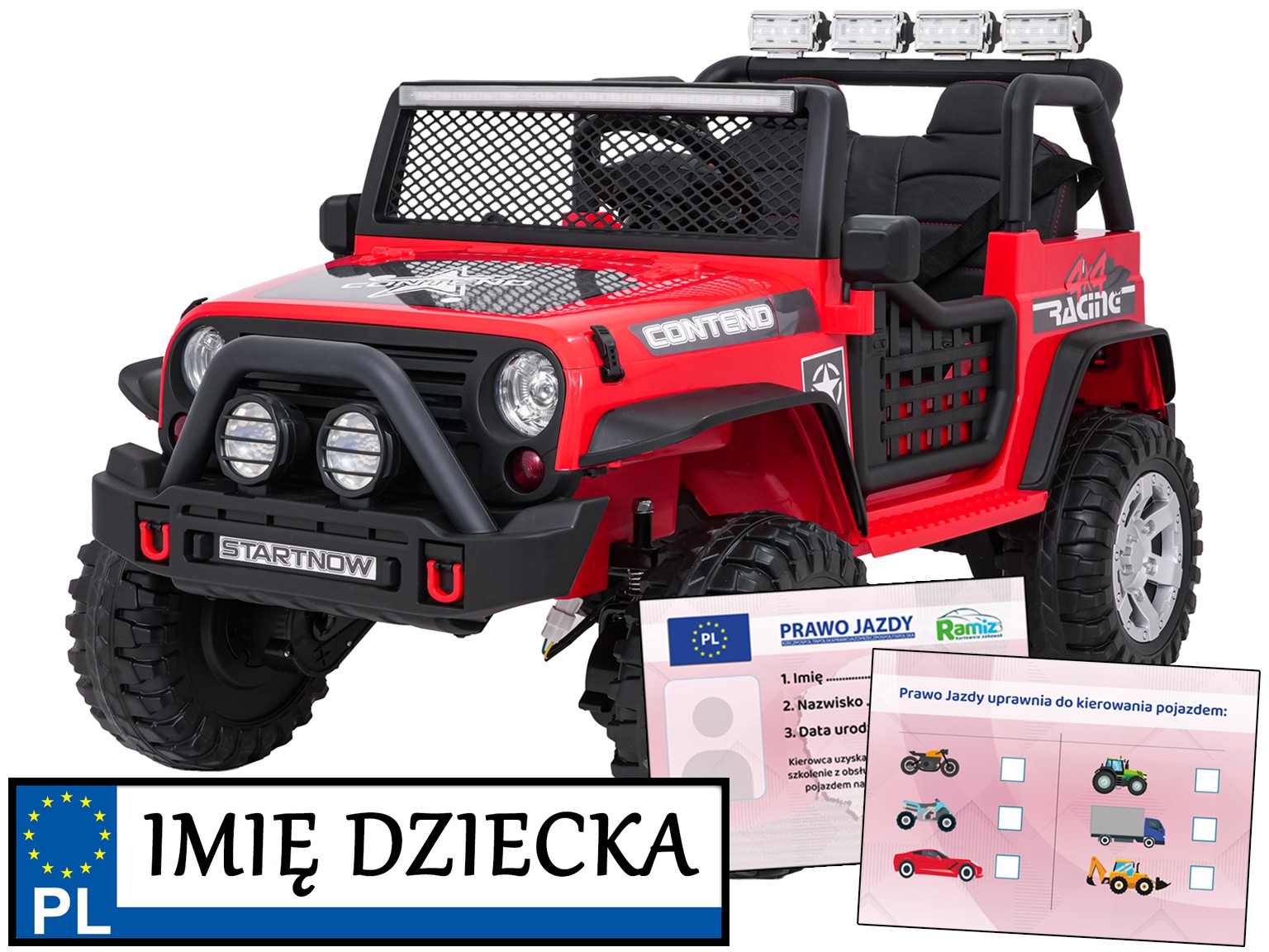 samochód elektryczny na akumulator Jeep Beast 4x4 4 silniki pilot Eva