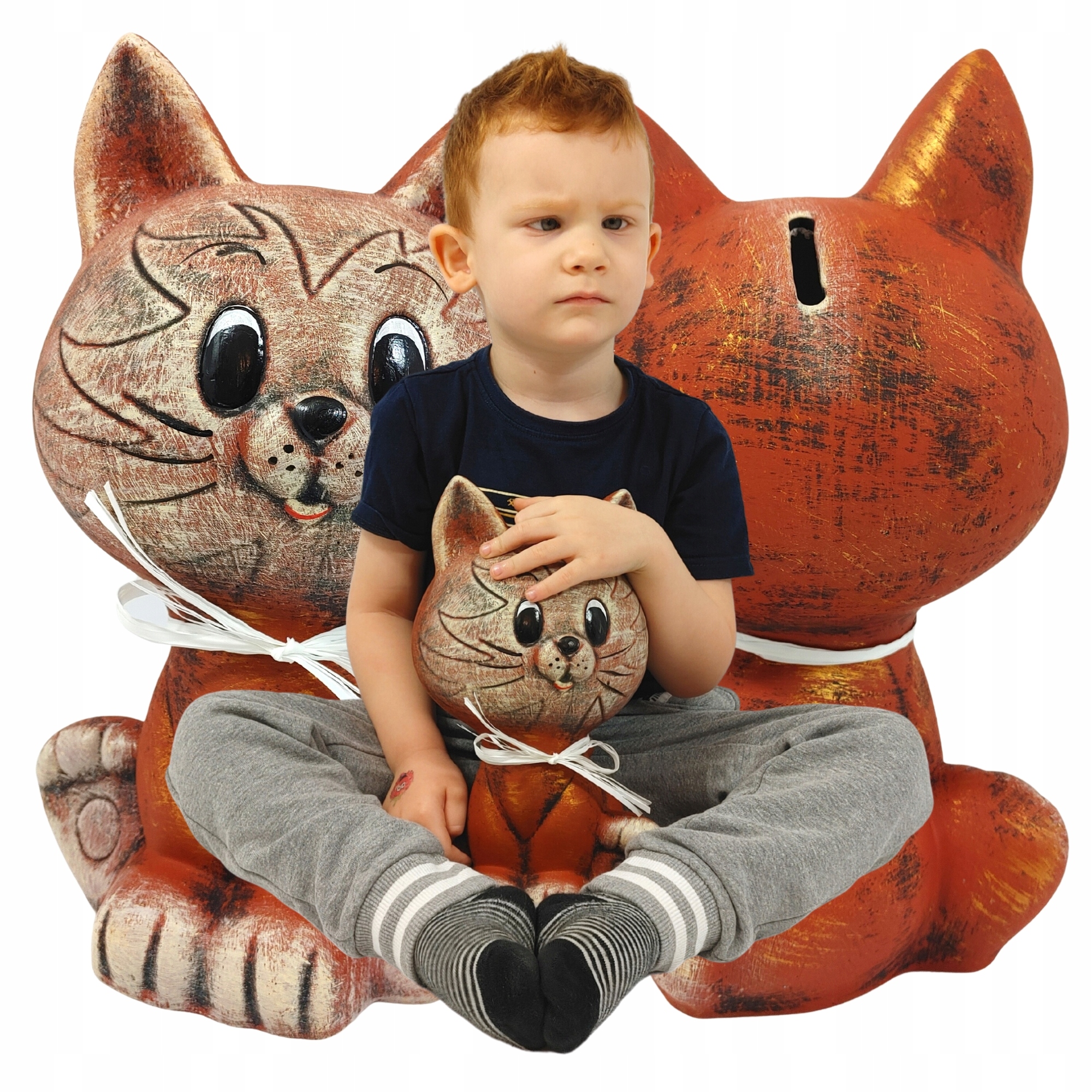 Kočka Pokladnička s jménem dítěte Váš Text Gravírování ručně malovaná Velká XL