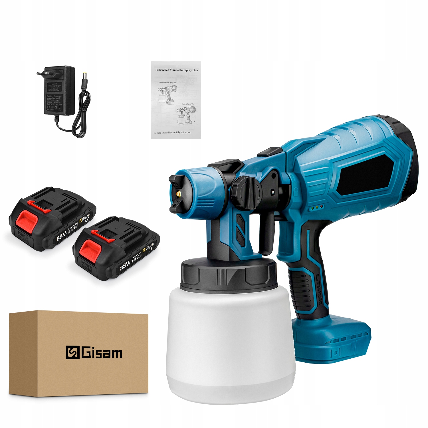 Pistolet do malowania natryskowego 1000 ml aerograf domowe narzędzie do samodzielnego malowania 2 baterie Moc 200 W