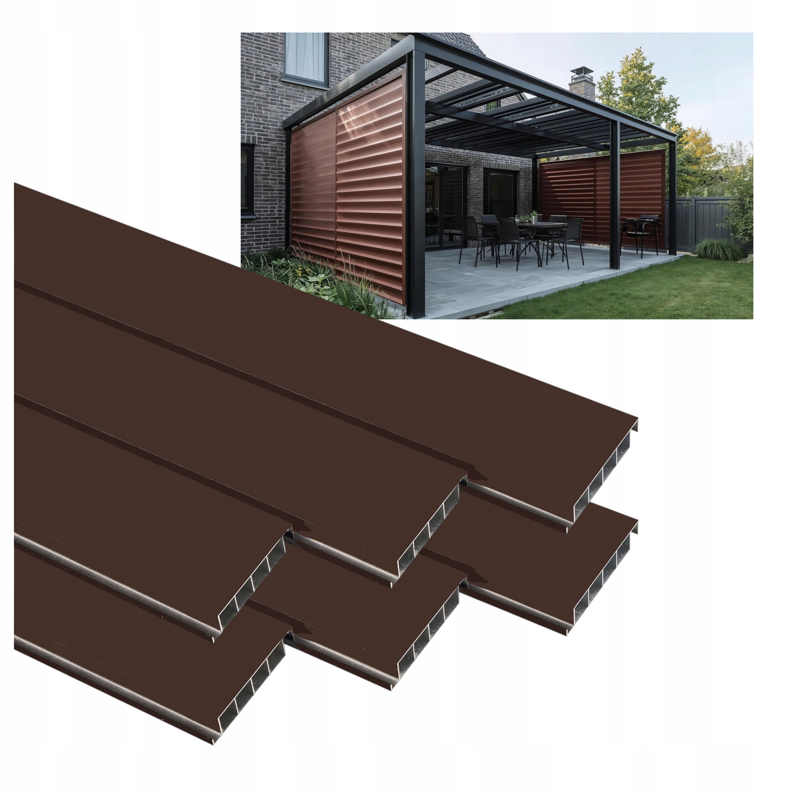 6 X Pohyblivé Žalúziové Dosky Shutters Panel Altánok Pergola Hnedá 150 CM