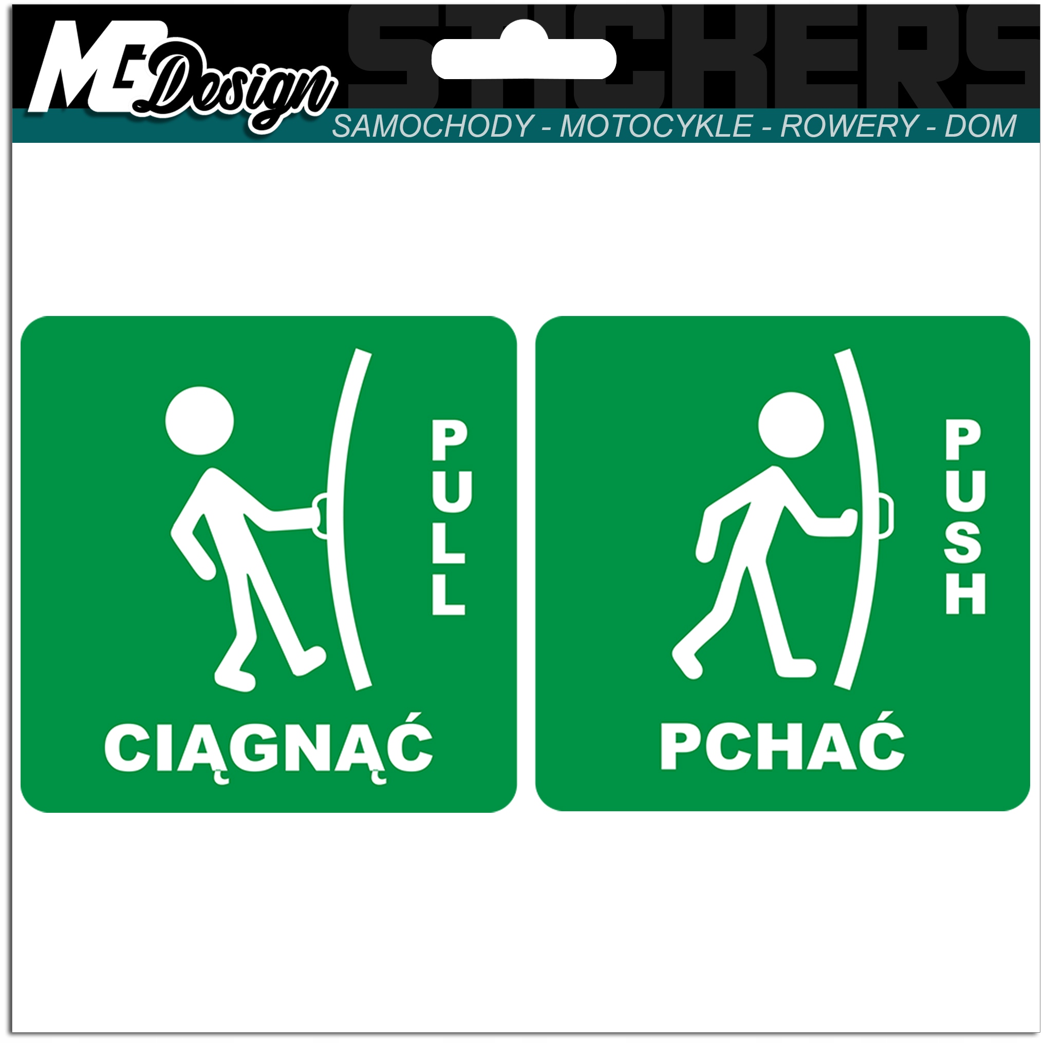 

Naklejka na drzwi Pchać Ciągnąć Zielona 10x10 cm