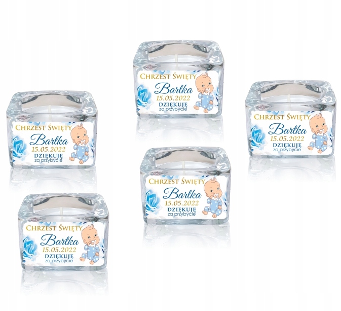 5 szt. Świecznik Świeczka Chrzest Podziękowanie