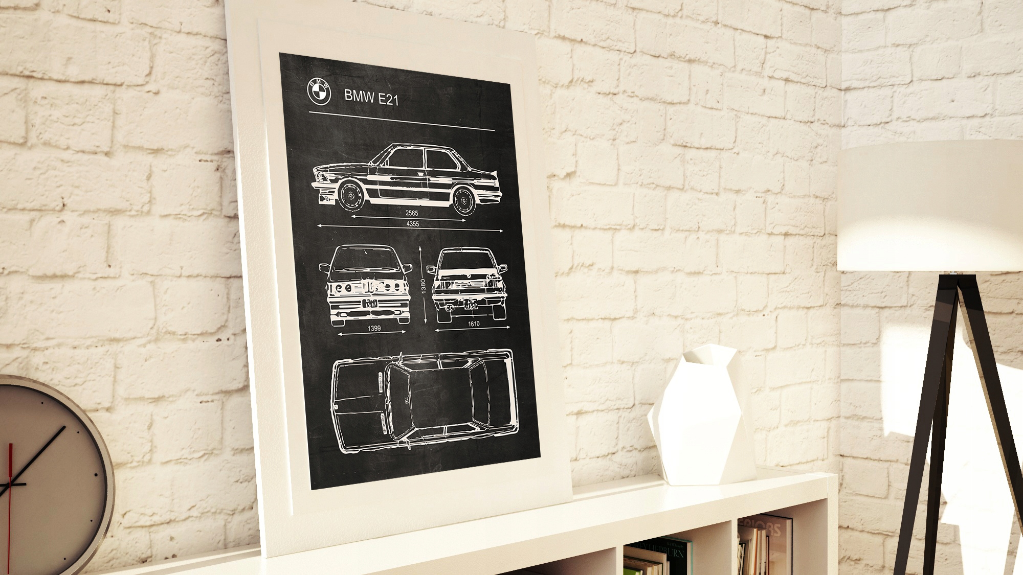 Plakat BMW E21 Retro Schemat Patent Poster Nazwa Plakat