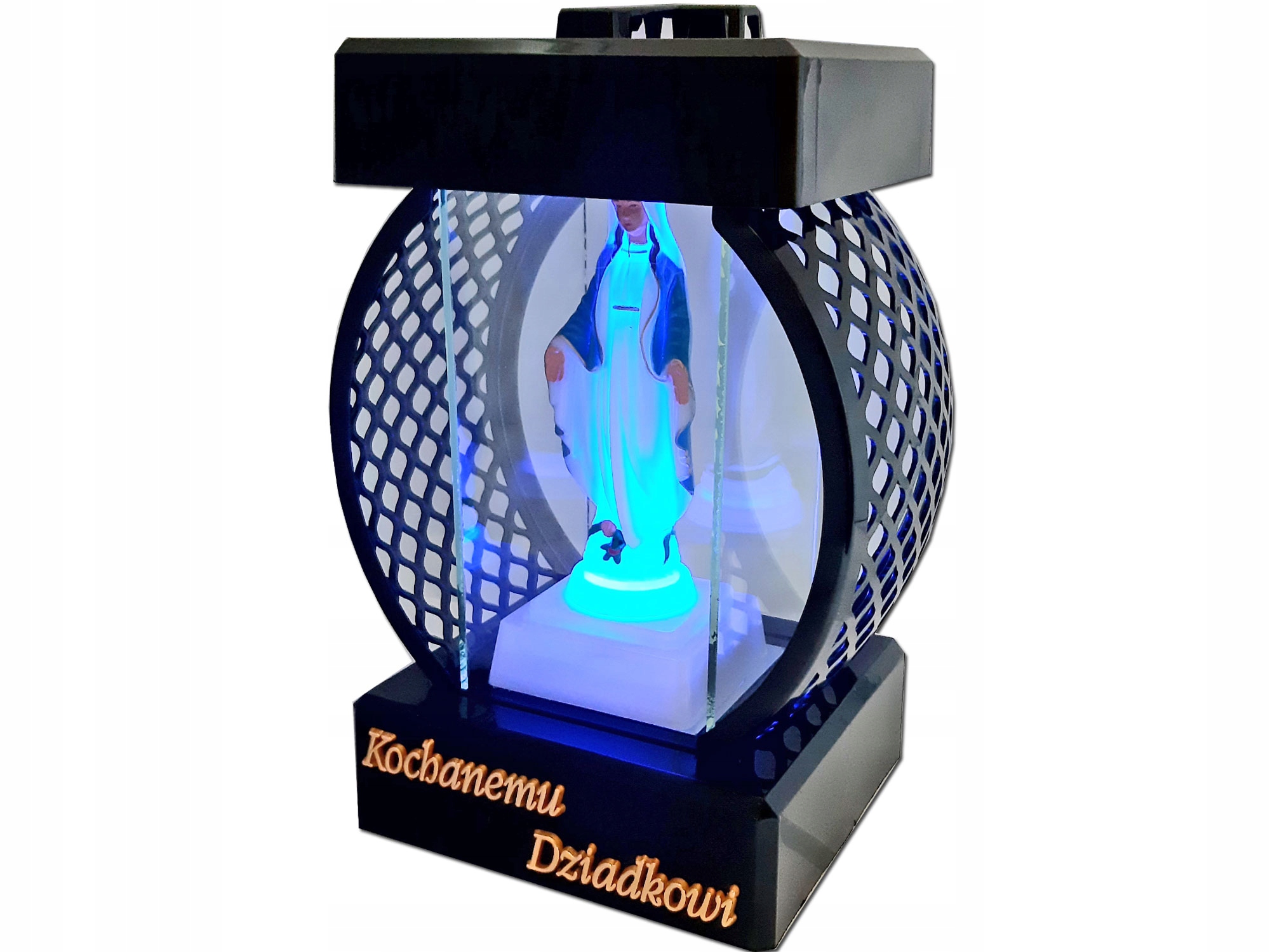 DZIADEK DZIADKOWI ZNICZ KOŁO RTN GŁADKI CZARN+FIGURKA LED