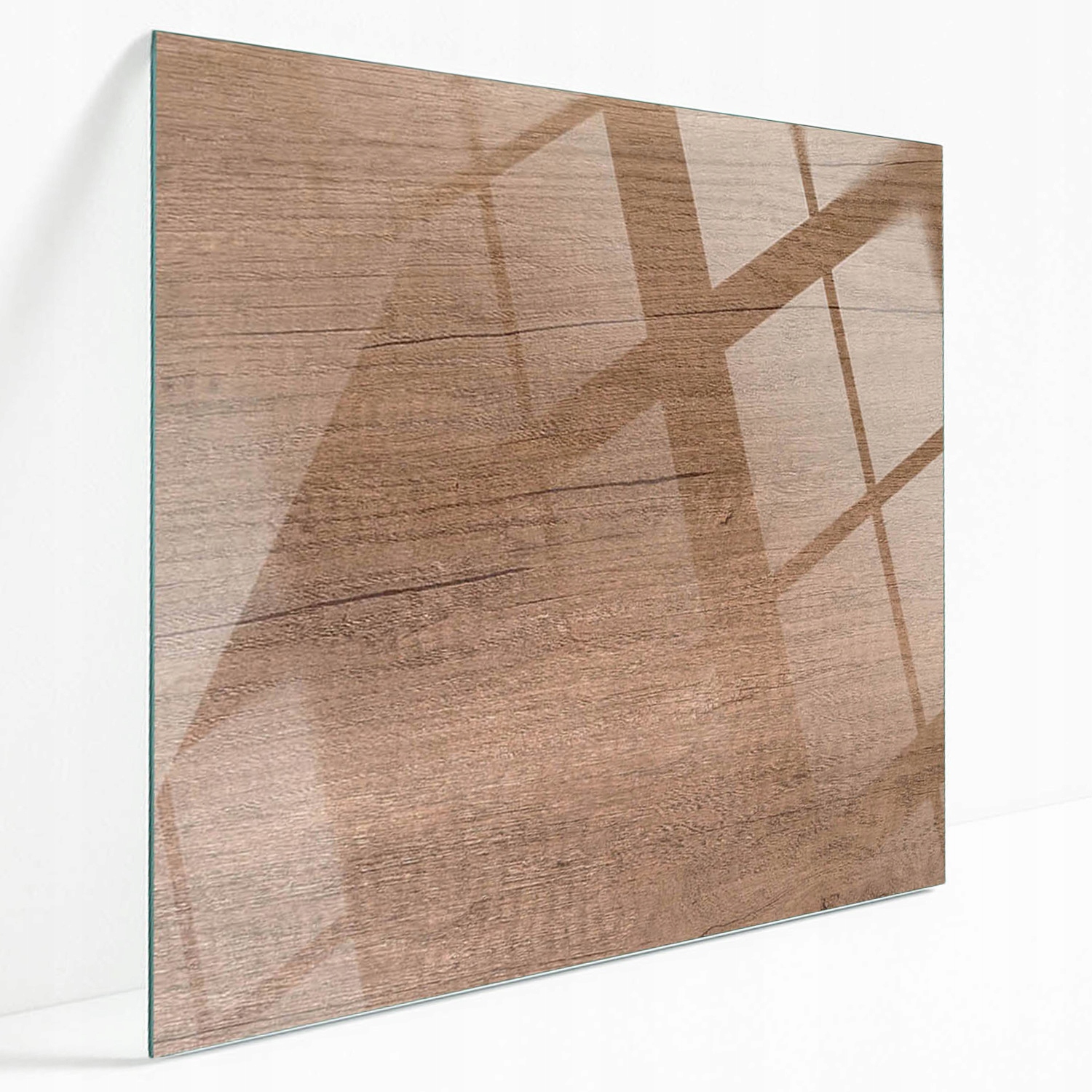 Dekoratívna sklenená doska na stôl s grafikou, prírodný vzor dreva 50 x 50 cm