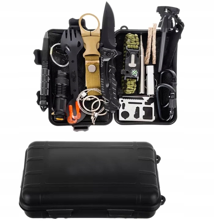 Survival Zestaw Ewakuacyjny Preżycia Wodoodporny Piła Noż Latarka Koc 32w1
