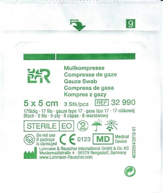 

L&r Kompresy z gazy 5x5cm 3szt. 17n 8w jał.