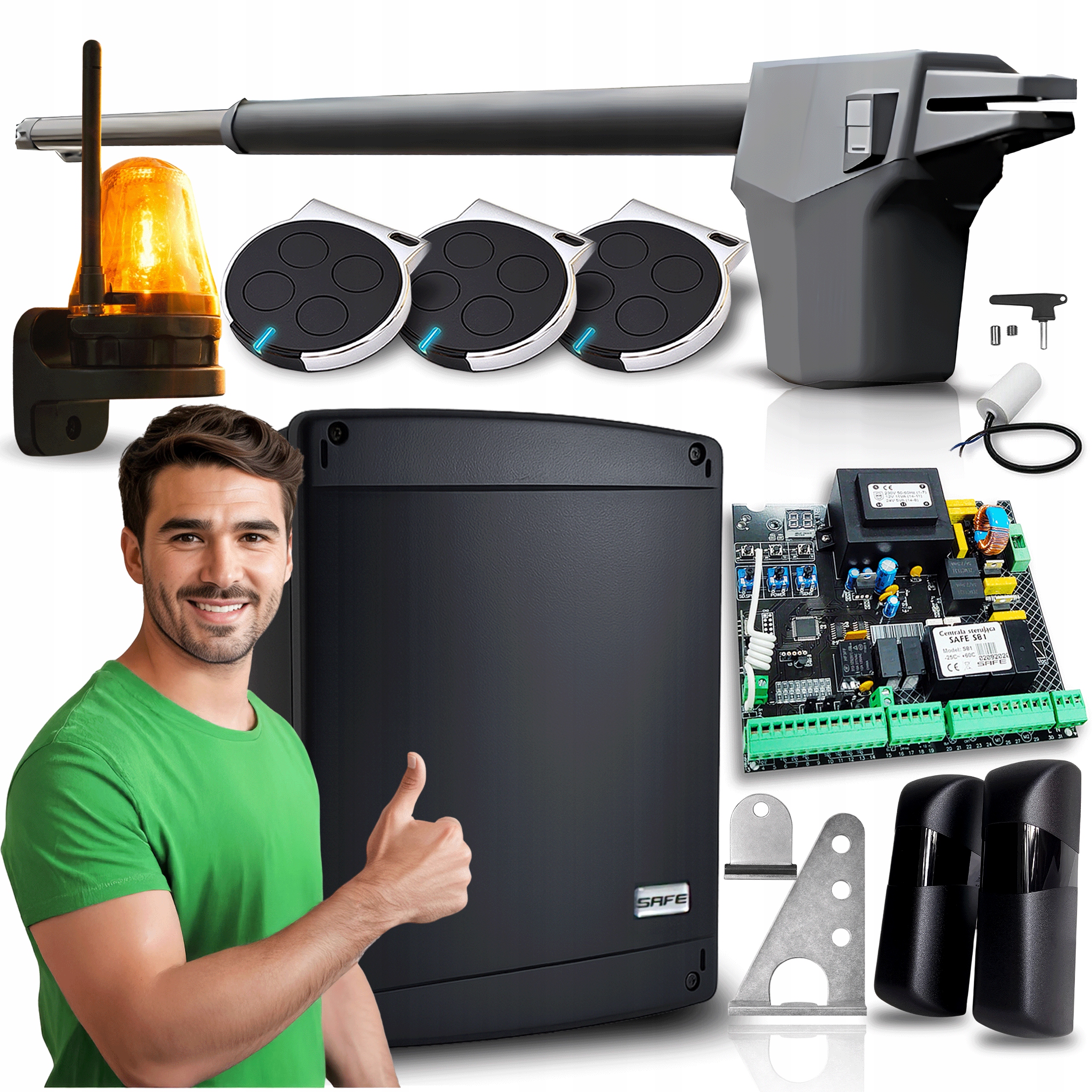 Pohon pro Jednokřídlovou bránu 4,3 Set 2 x Pilot Lampa Automat pohon