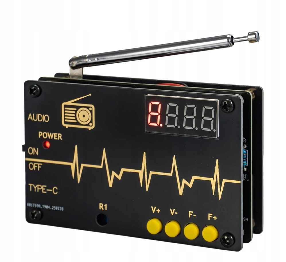 Fm rádio 87-180 MHz s Led displejem Usb-c Kit Diy