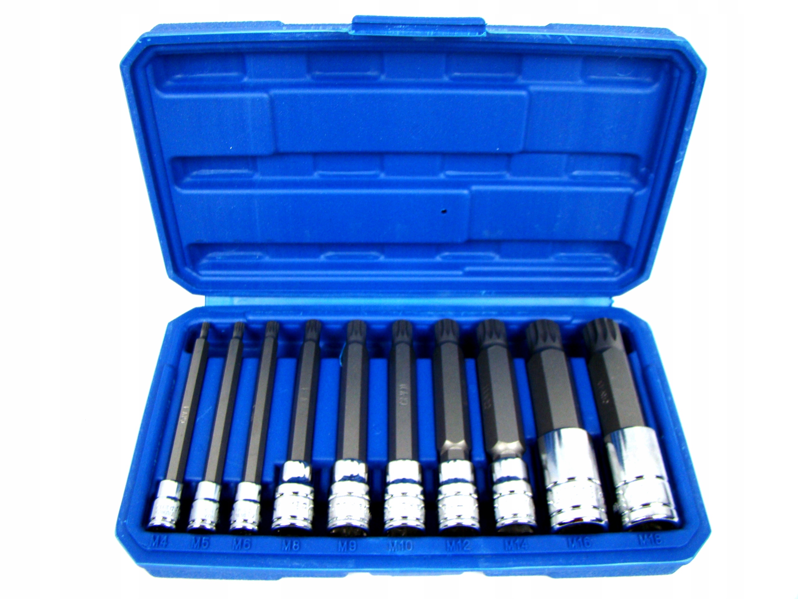 DŁUGIE BITY SPLINE 100 MM CRV 1/4" 3/8" 1/2" 10 ELE STAL CHROME VANADIUM Marka Falon-Tech