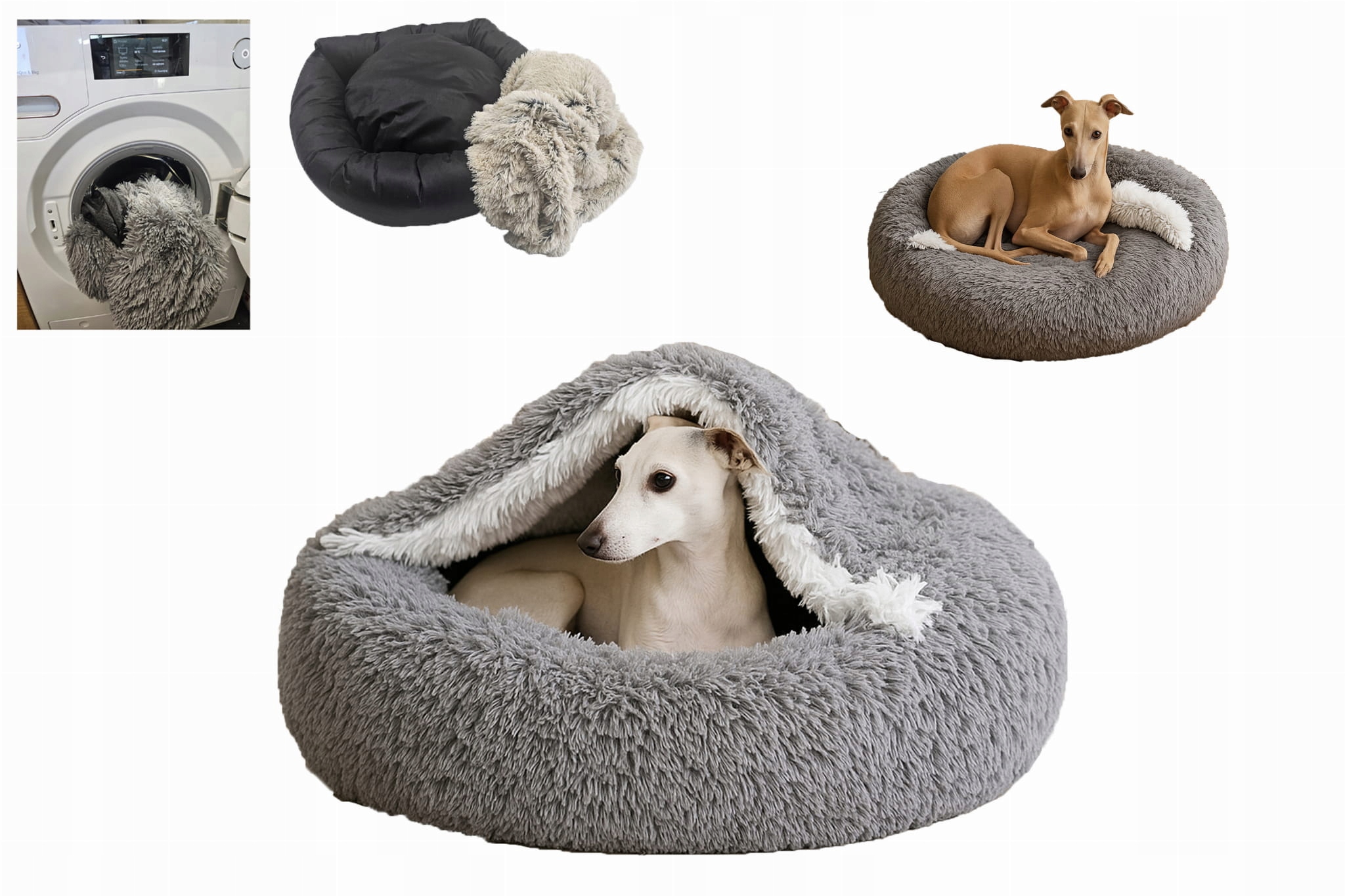 Levně Pelíšek Obláček Norka pro psa a kočku 80 Shaggy Odnímatelný potah Šedá