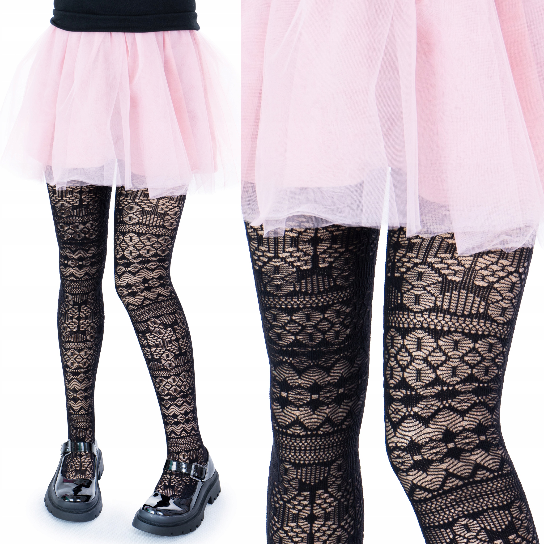 Rajstopy dziewczęce WZORZYSTE rajstopki ażurowe