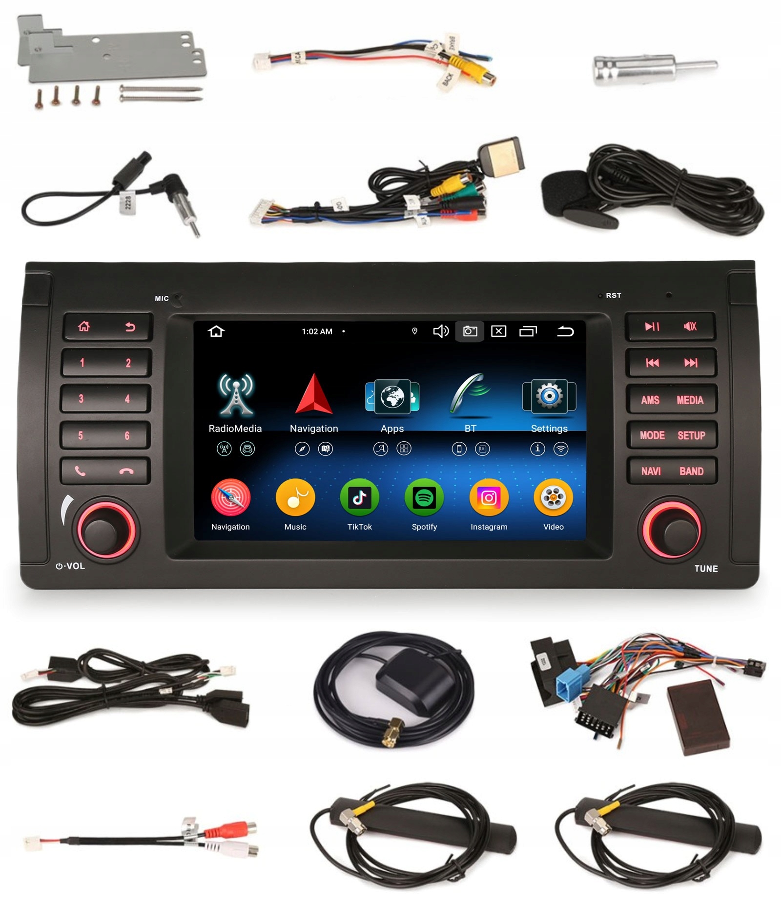Navigace Rádio 2DIN Android Bmw X5 E53 4/64 Gb Dsp Carplay Lte