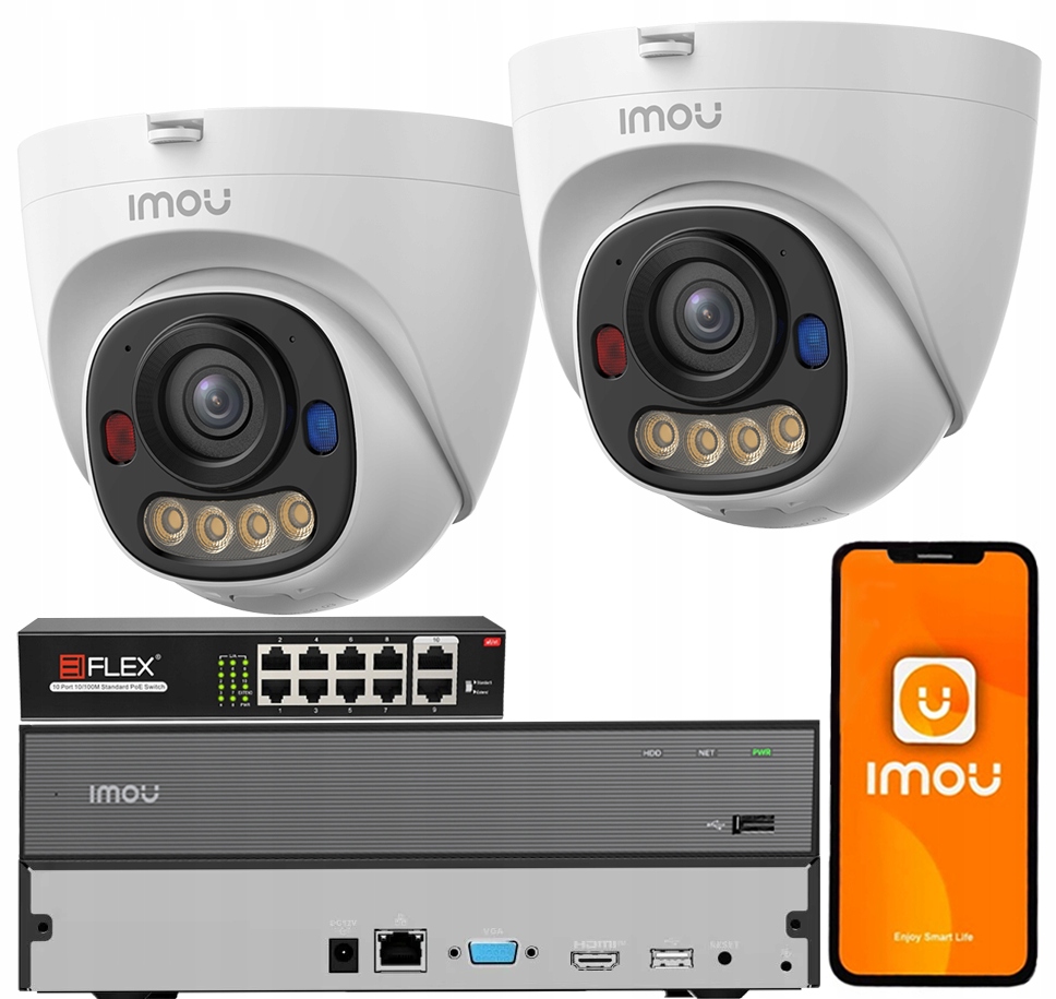 Sada monitorovacích kamer 5MPx 2x Ip IPC-PS8D-5V0 Imou Audio Led