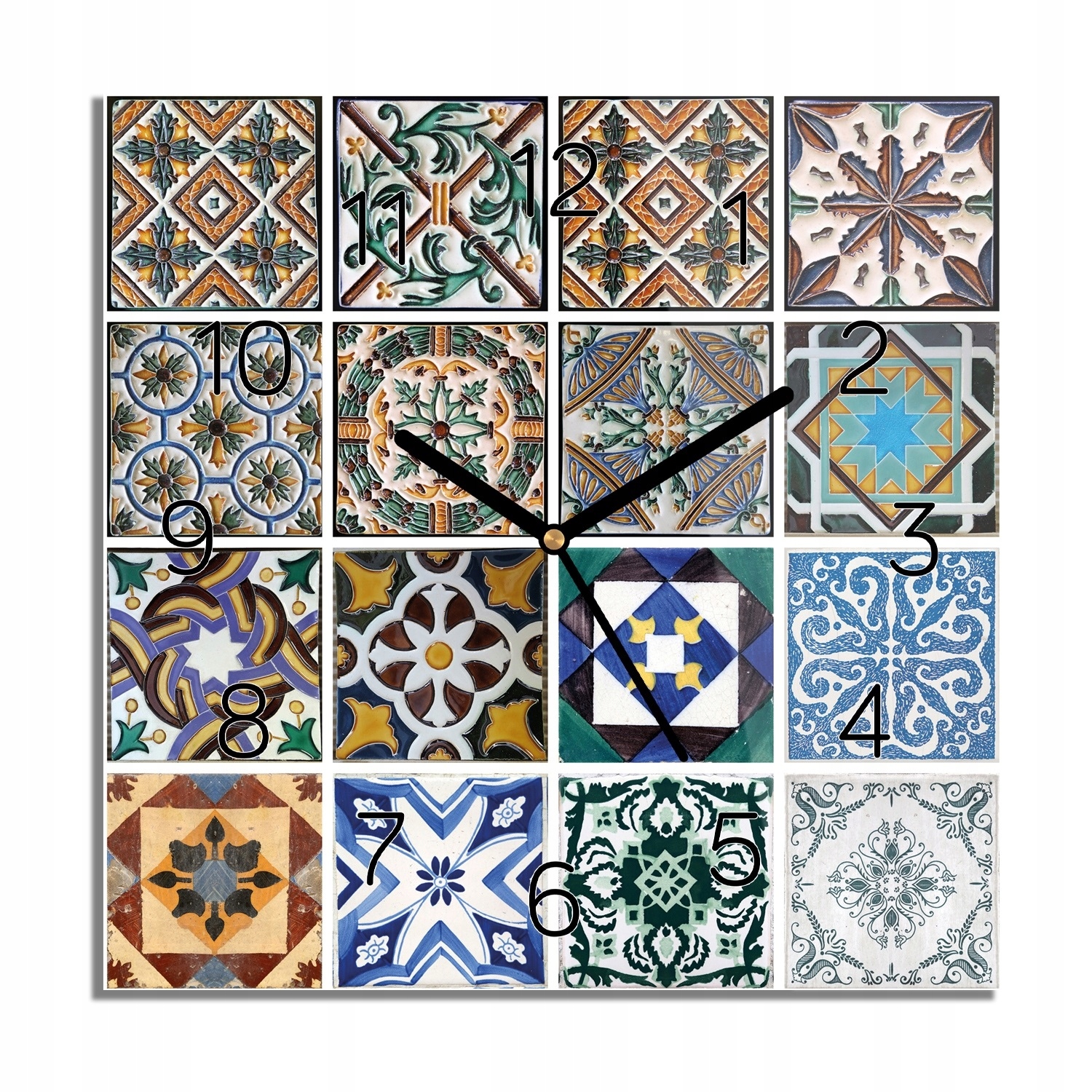 

Mozaika Portugalia zegar na szkle do salonu 30x30