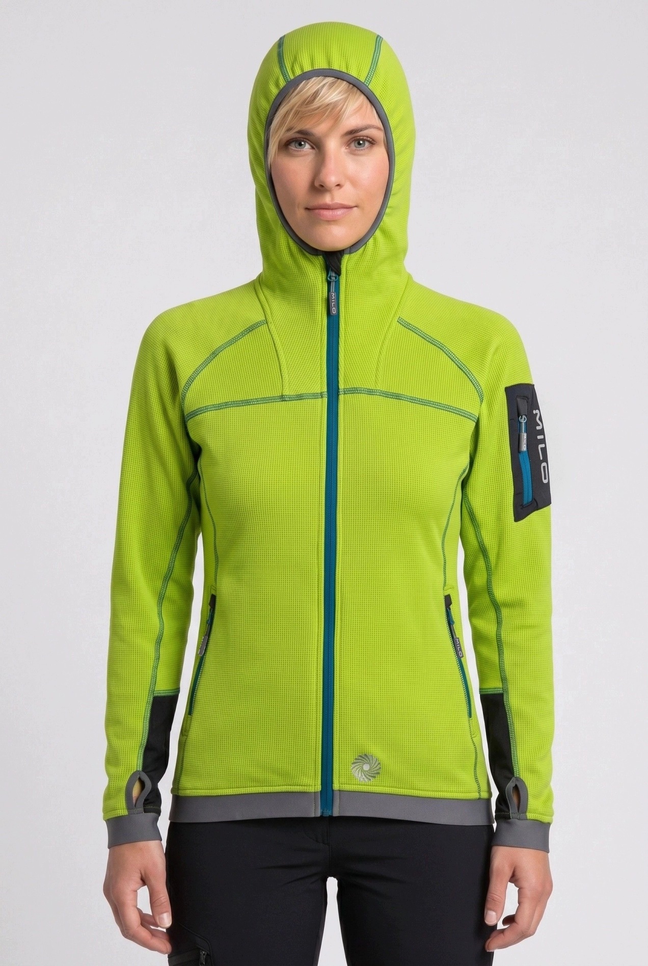 Bluza polarowa damska Milo Heyoo Lady L lime green/deep ocean zip