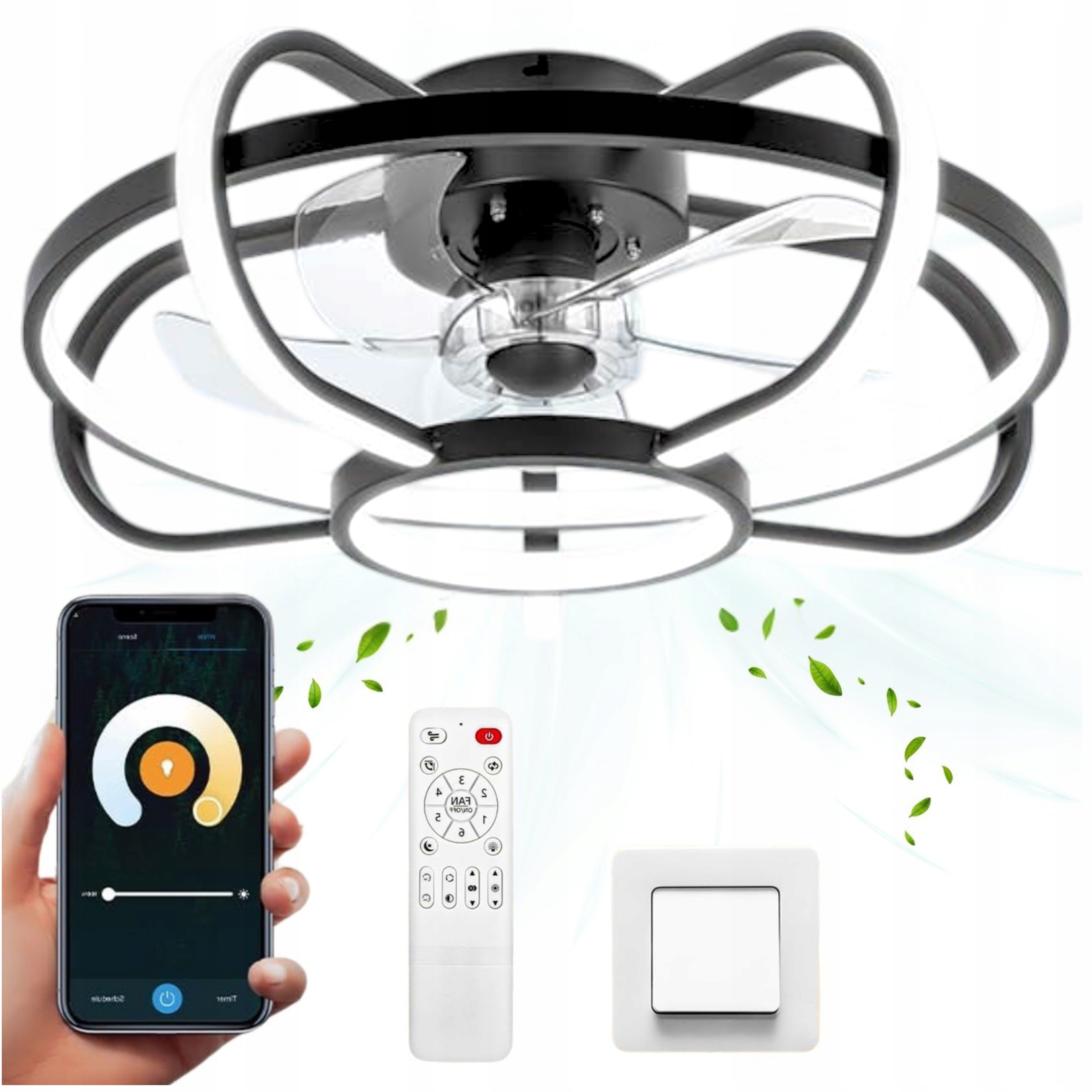 Lustr Stropní ventilátor Větrný mlýn Moderní stropní svítidlo Led dálkové ovládání