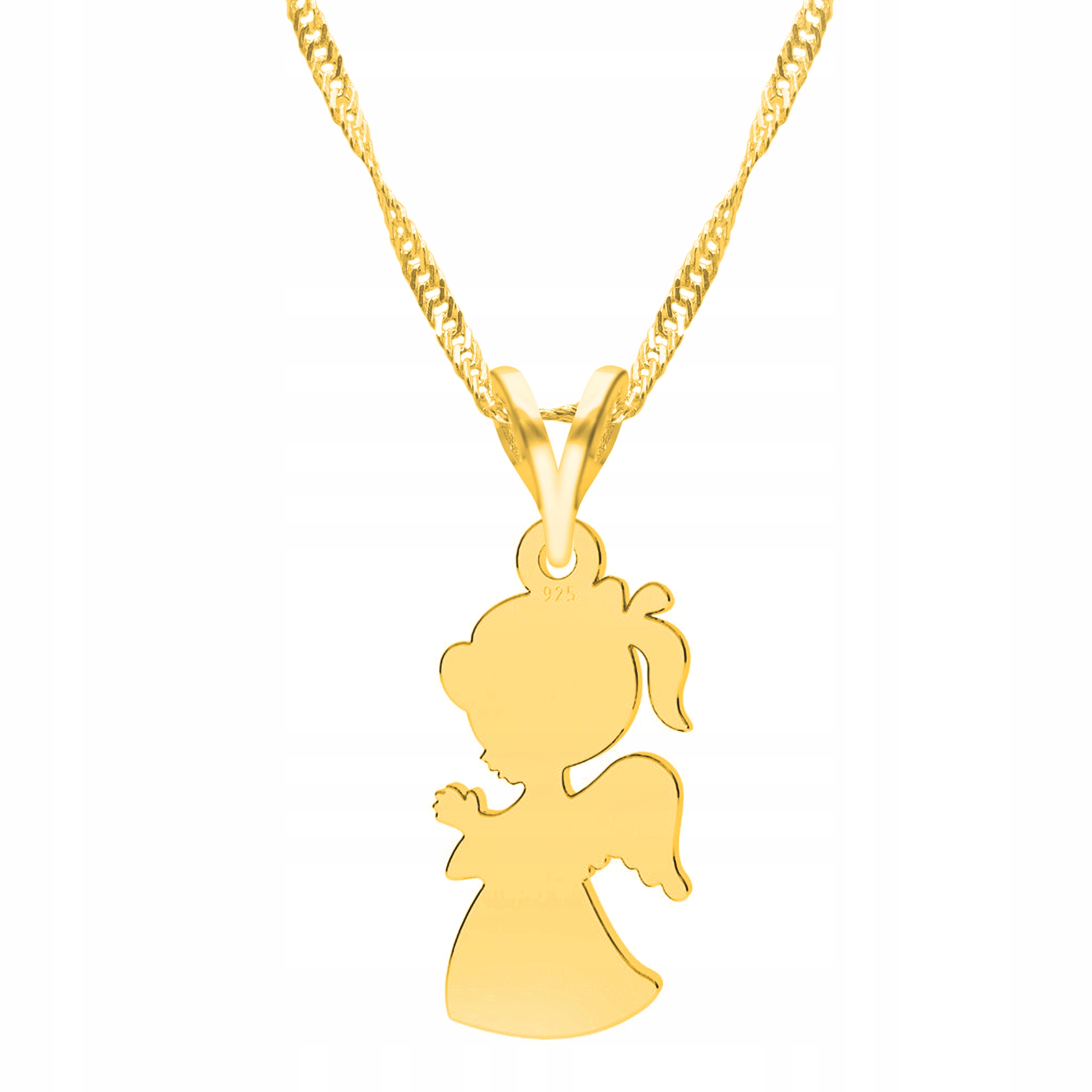 Řetízek zlatý náhrdelník stříbro 925 Anděl Dívka