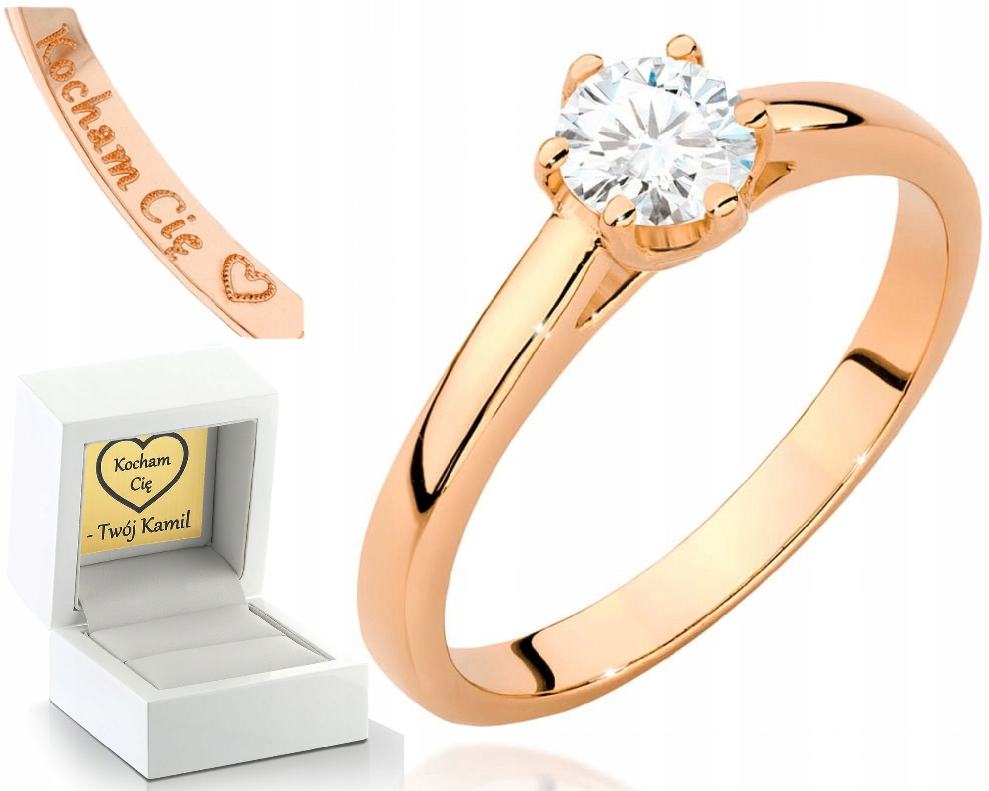 Růžové Zlato Prstýnek S Briliantem 585 Gravírování Bonus