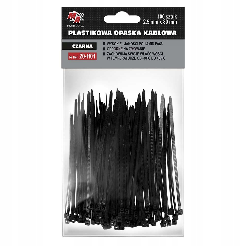 Opaski Kablowe Czarne Moje Auto Professional 80x2,5mm 100szt.