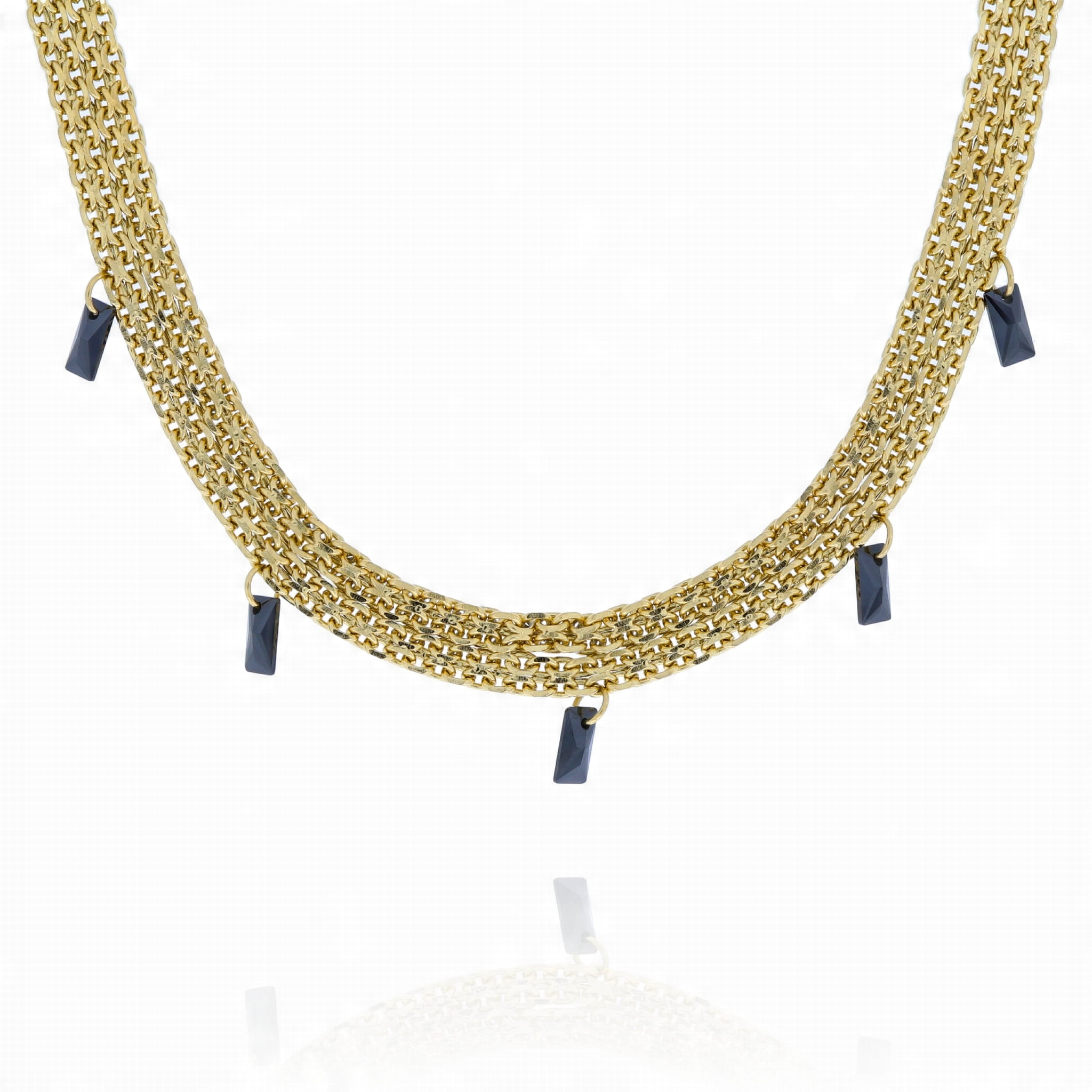 

Naszyjnik stal 316 l choker mesh czarne kamienie