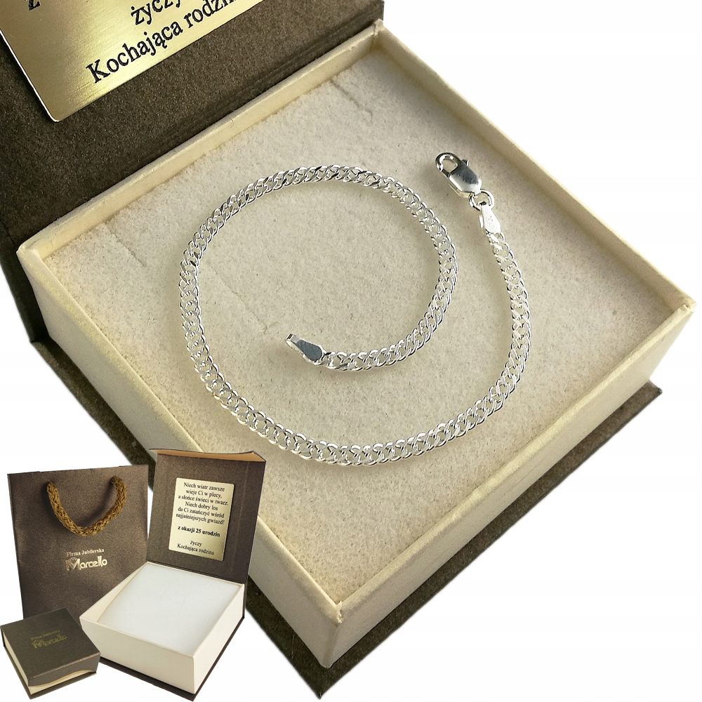 

Srebrna Męska Bransoletka Rombo 3mm Srebro 925