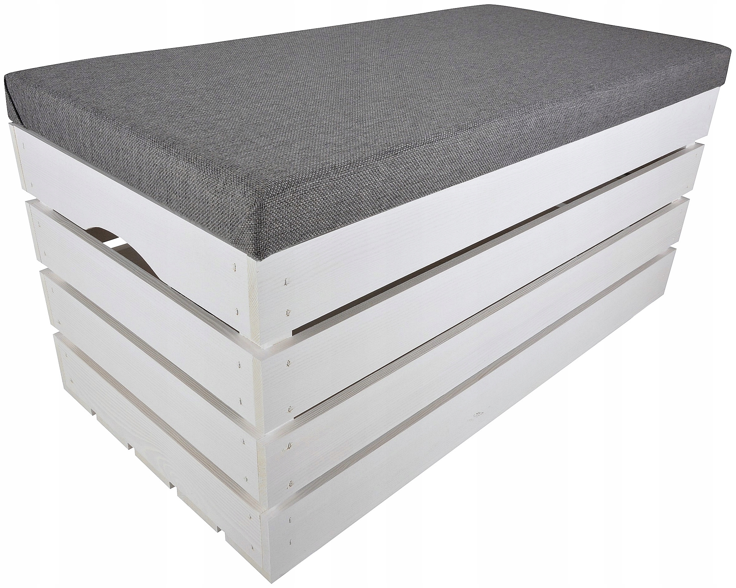 Velký Kufr Bílá Dřevěná Krabička Taburet S Čalouněním