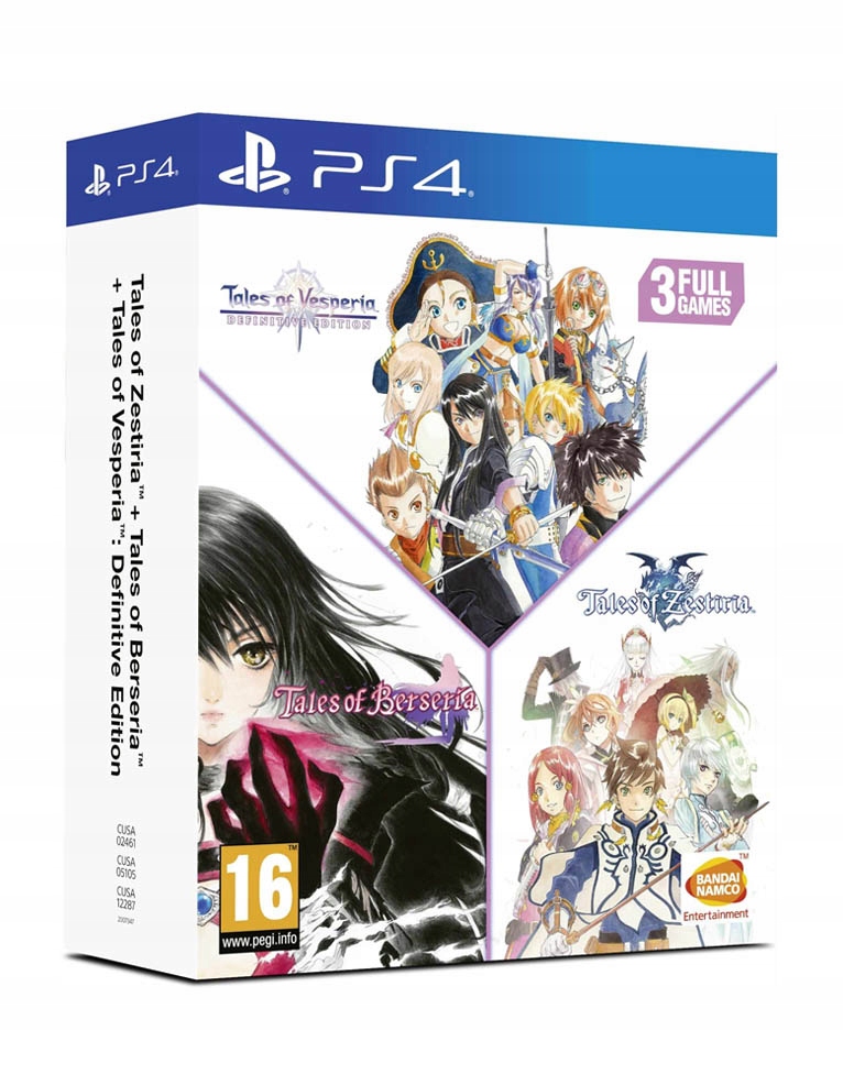 3 Pack Tales Of Zestiria Berseria Vesperia/ PS4 Gra Na Płycie