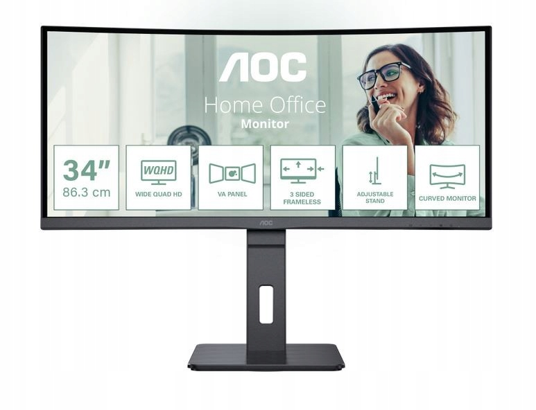 Aoc Monitor CU34P3CV 34 cale 100Hz Curved Va Hdmi Dp