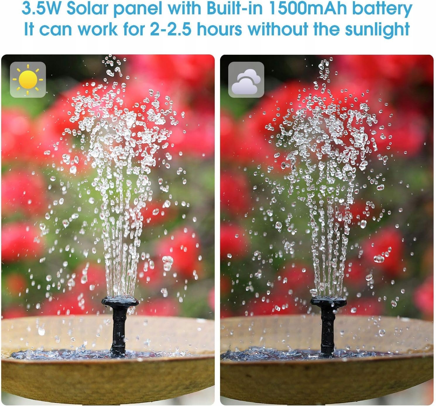 AISITIN Fontanna Solarna 3,5W Pompa Do Oczka Wodnego Z Panelem Solarnym — miniatura 4