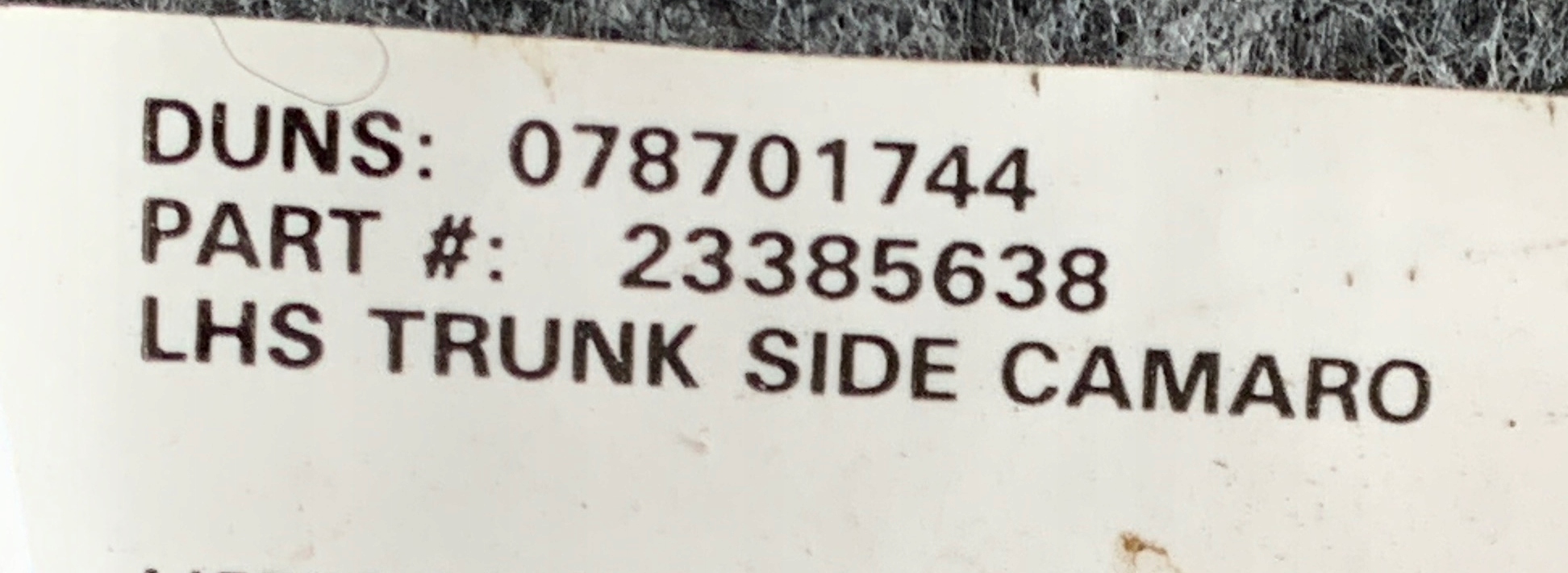 $ boot upholstery left CHEVROLET CAMARO VI 16