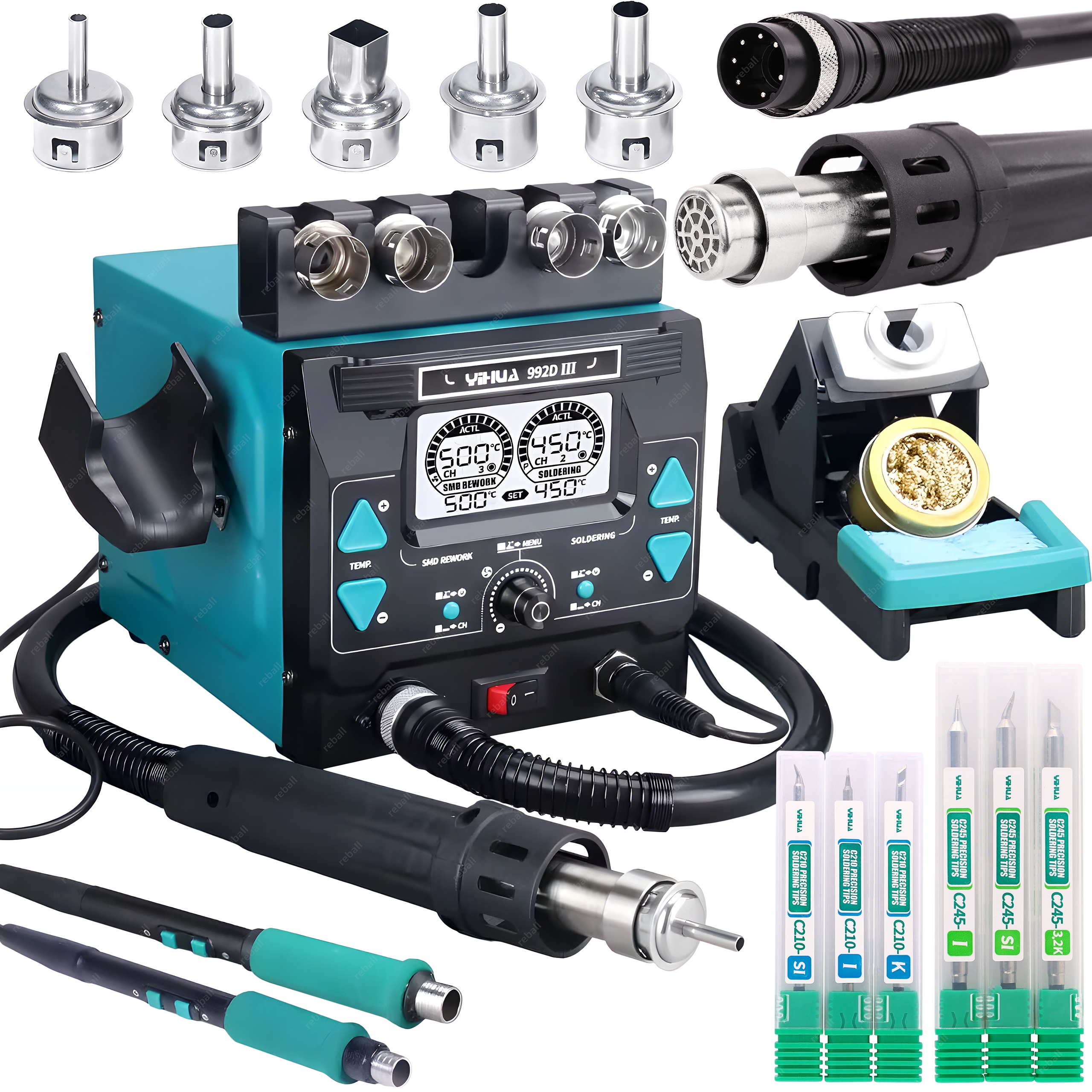 Stacja Lutownicza Hot Air Lutownica Spawarka Plastiku Yihua 992D-III 1220W