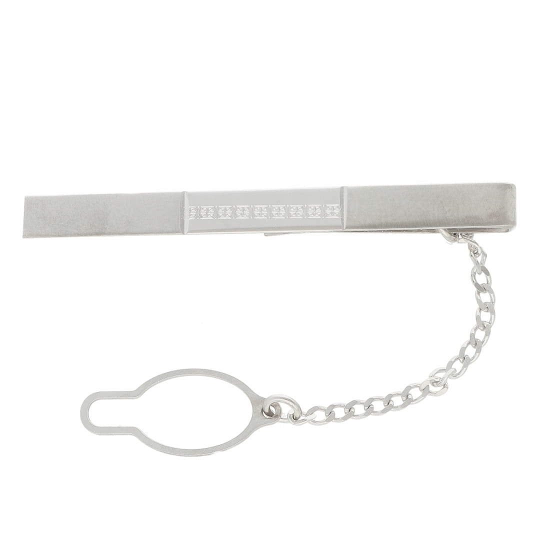 Saténová spona na kravatu, stříbro rhodiované