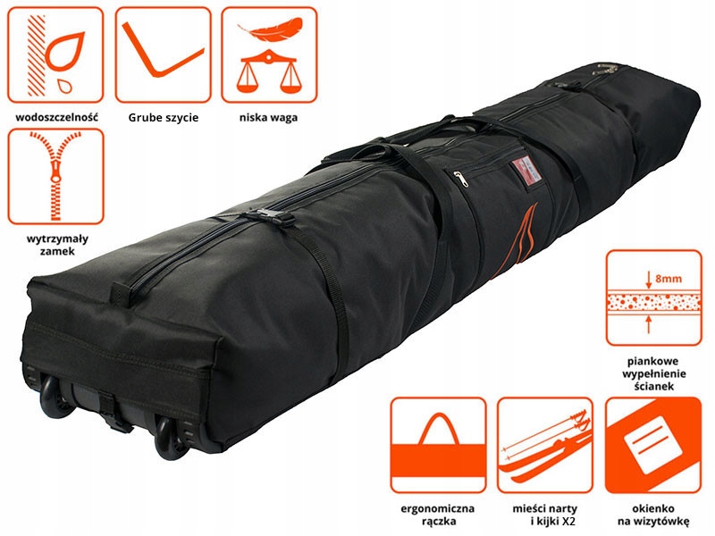 Pokrowiec na 2 pary nart na kółkach SnowSport Prestige Double Ski Bag Rolle