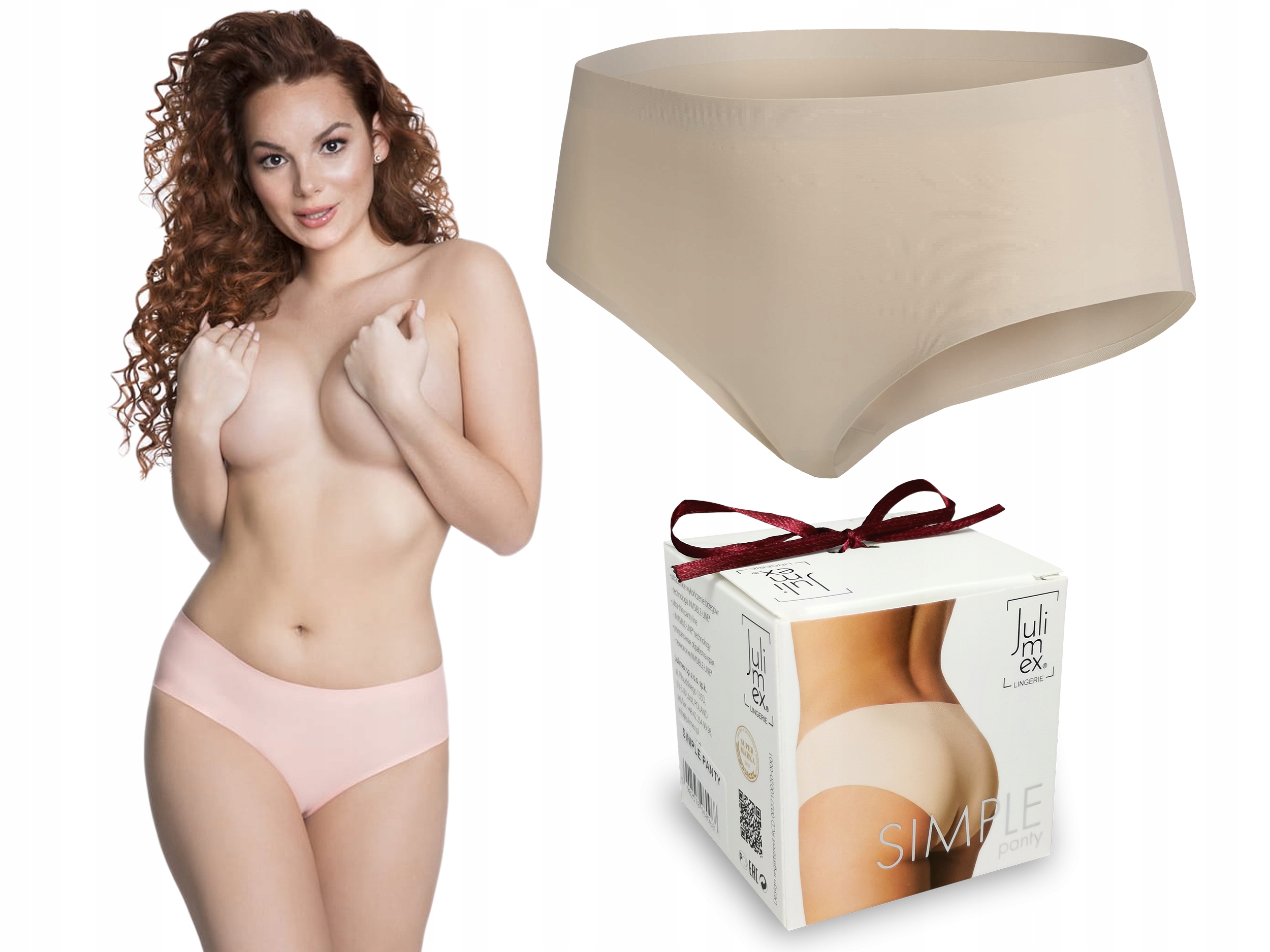 

Bezszwowe Gładkie Figi Julimex Simple Beżowe XL