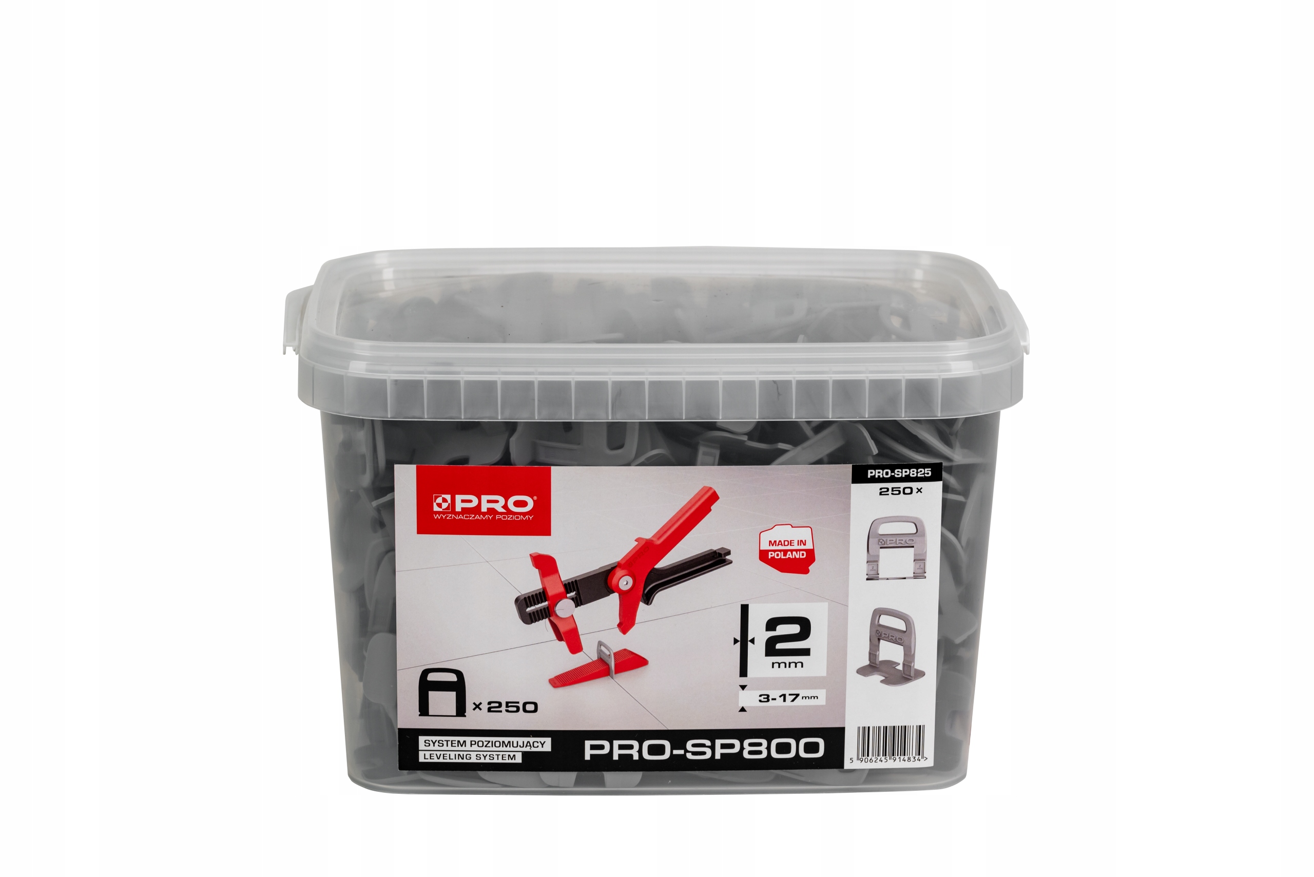 Systém vyrovnávání klipů 250 Ks Kbelík 5L Pro SP800 2.0mm