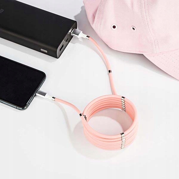 Kabel Magnetyczny Skręcany Mocny USB TYP-C RÓŻOWY Producent Inna