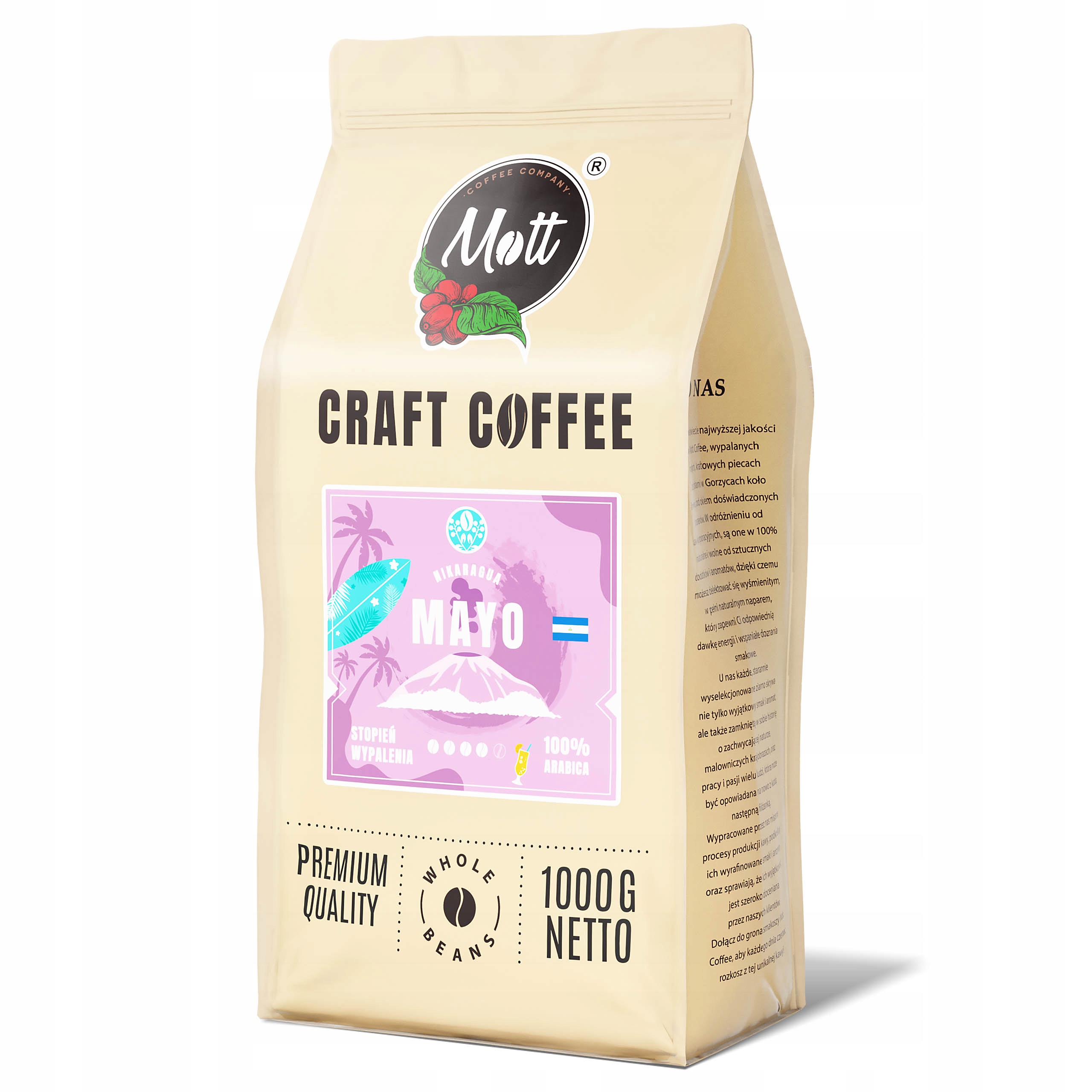 Levně Káva zrnková 1kg 100% Arabica Čerstvě pražená Mayo Nikaragua