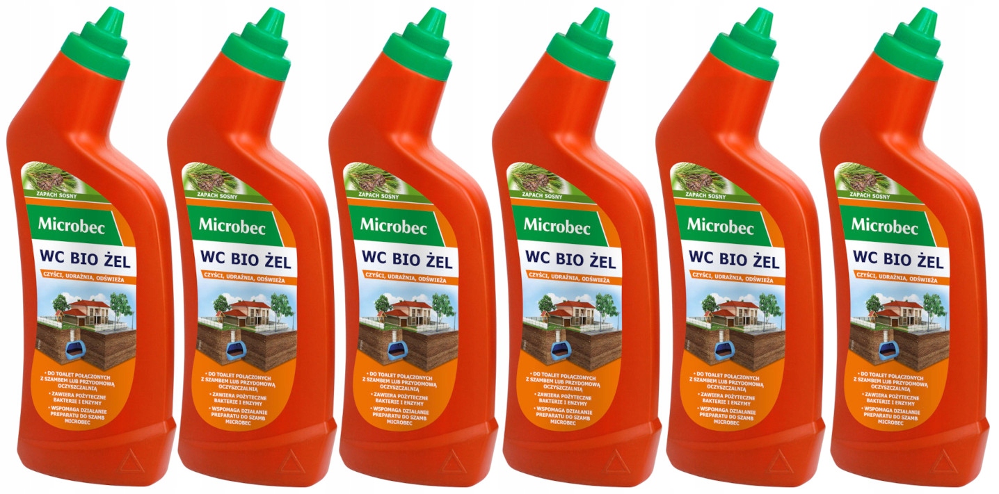 6 x Microbec Bio Gel na mytí Wc Ekologický pro septik a čističku 750 ml