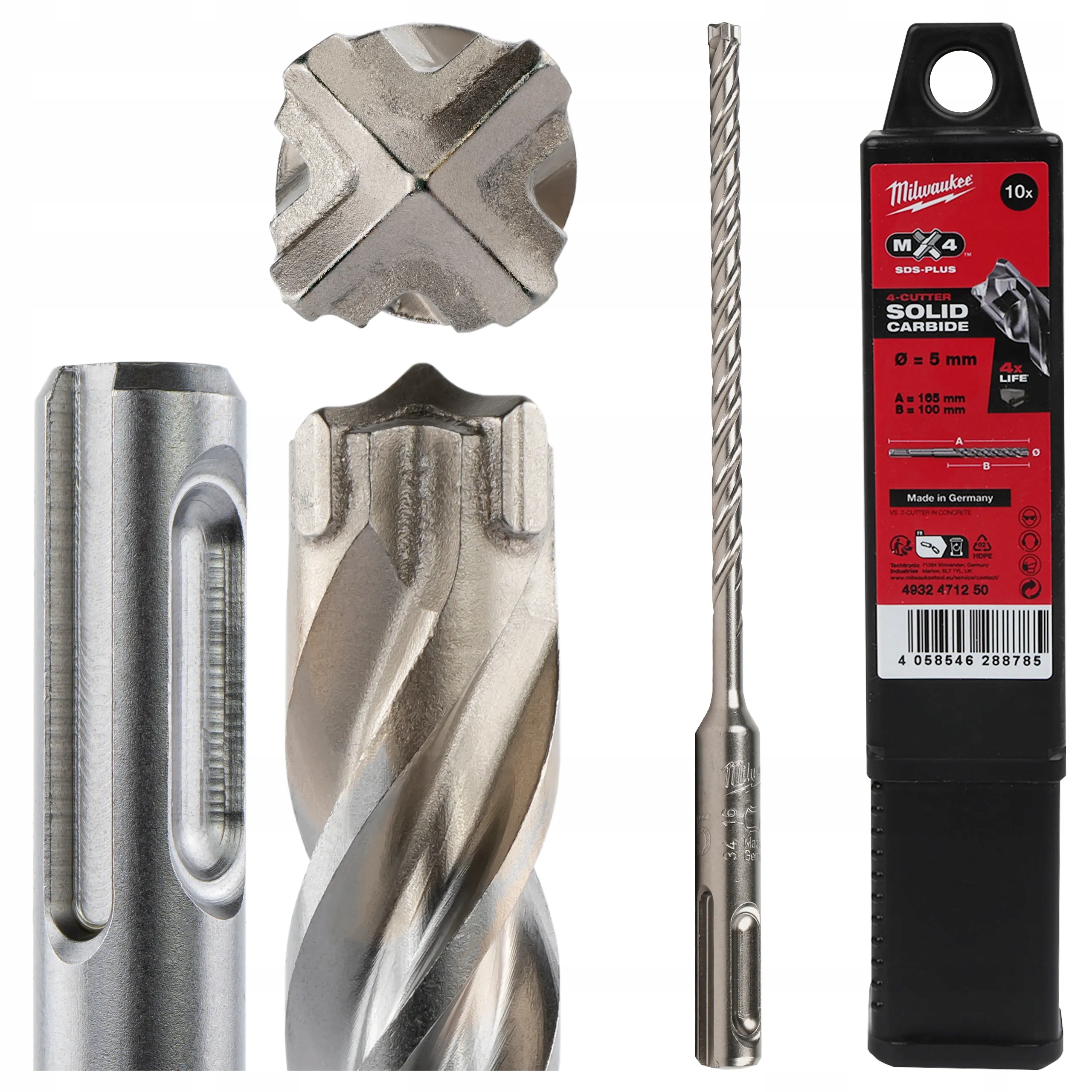 Vrtáky do betonu Sds Plus 5 x 100/165 mm 10 ks Milwaukee MX4