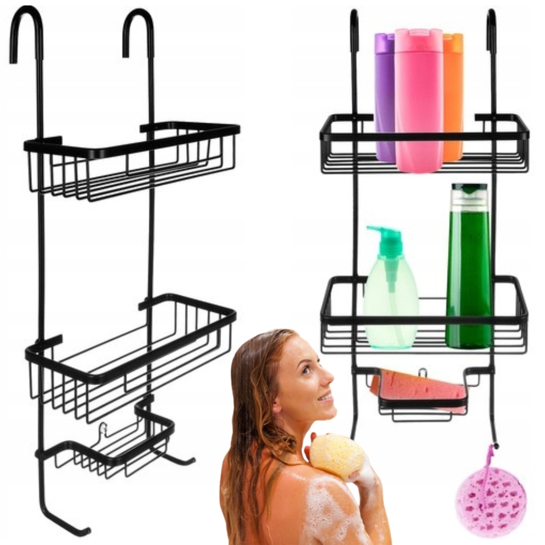 PÓŁKA WISZĄCA POD PRYSZNIC DO ŁAZIENKI METALOWA ZAWIESZANA ŚCIENNA WIESZAK