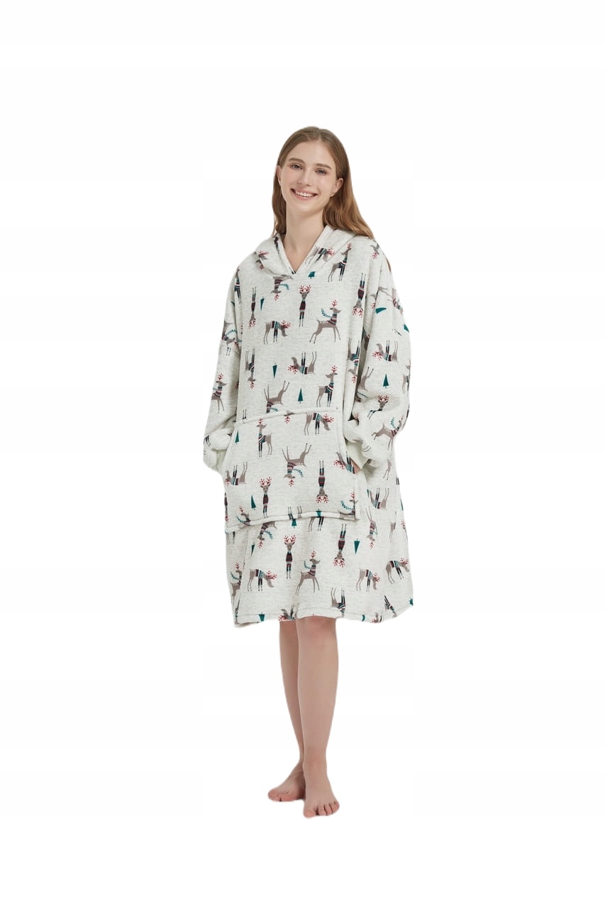 Mikinová Deka s kapucí Sherpa Hoodie X-mass Deer
