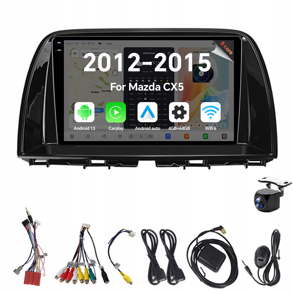 2Din Android 13 autorádio pro Mazda CX5 CX-5 CX 5 2012-2015 Carplay 4G 64G