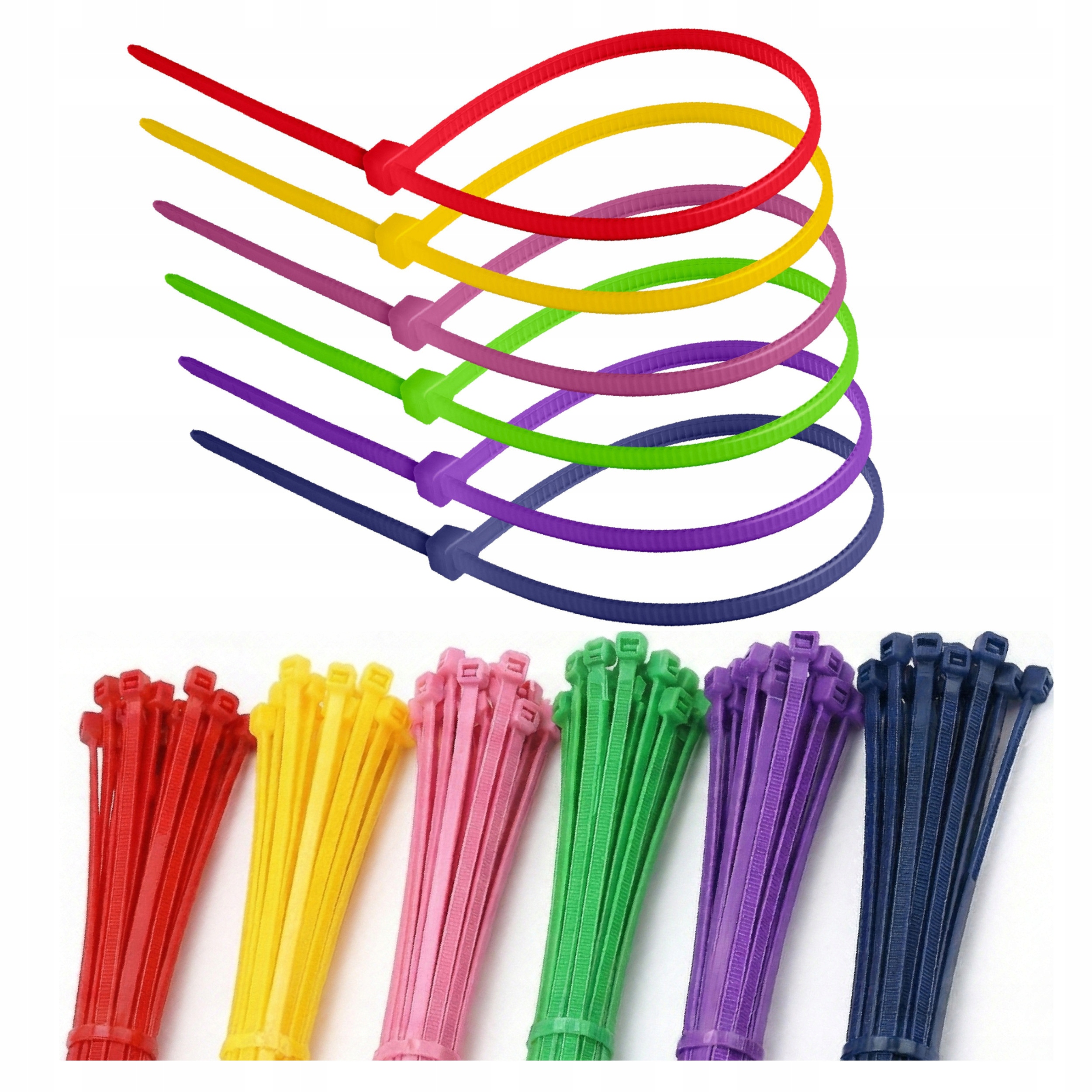 Opaski Zaciskowe Trytytki Kablowe Trytki 4,8x300 Kolorowe Neonowe 120 Szt