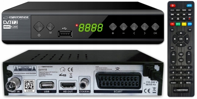 

Dekoder Tuner Esperanza EV111R DVB-T2 H.265 Hevc