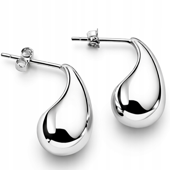 Kolczyki damskie srebrne wkrętki krople łezki sztyfty srebro 925