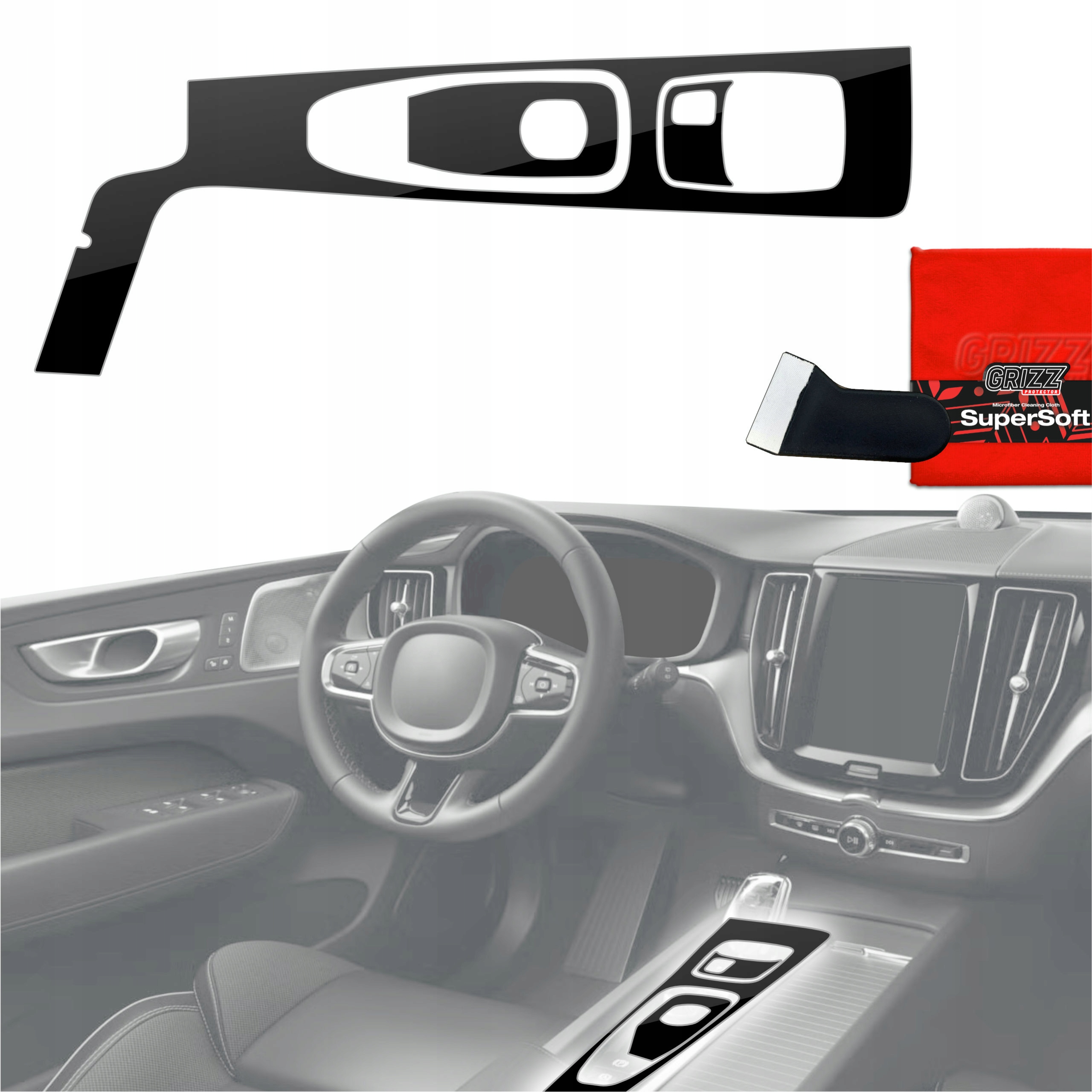 Fólie do interiéru Volvo XC60 B5 (2021-2022) Grizz 3v1 Černá Lesklá