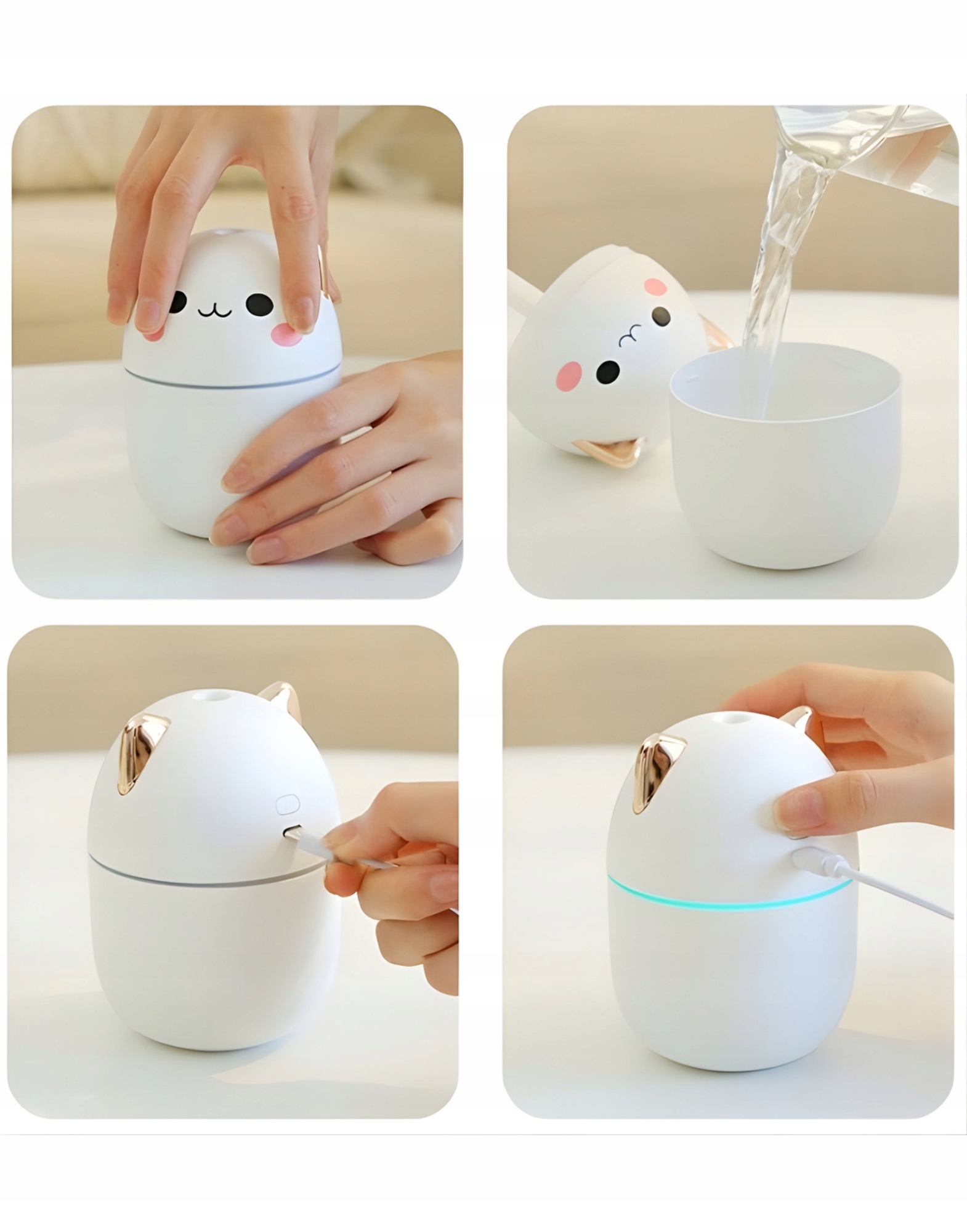 Nawilżacz powietrza LED kotek USB RegMag LN-04 – Większy komfort w pomieszczeniu