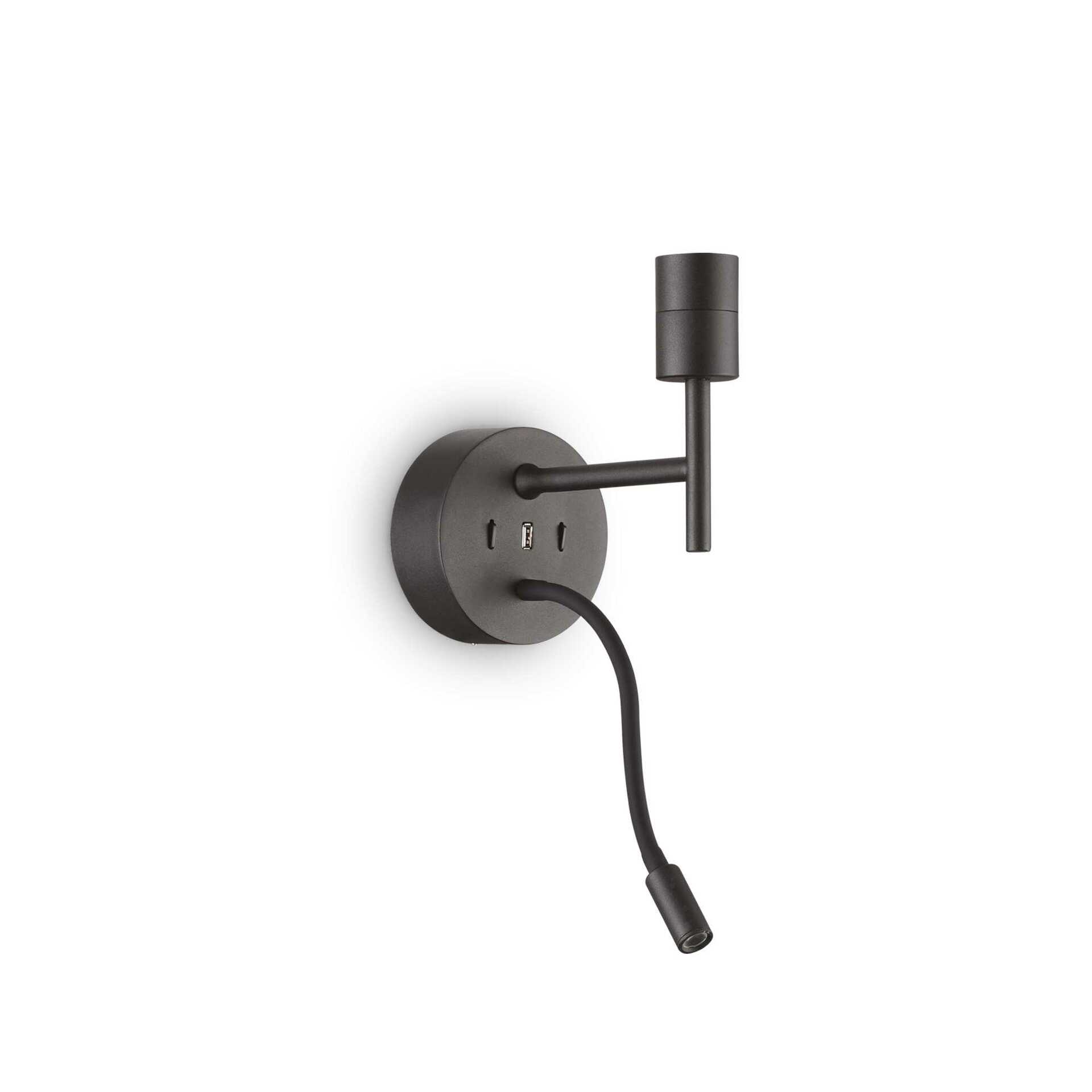 Nástenné svietidlo Ideal Lux Set Up MAP2 čierne E27 Led Usb